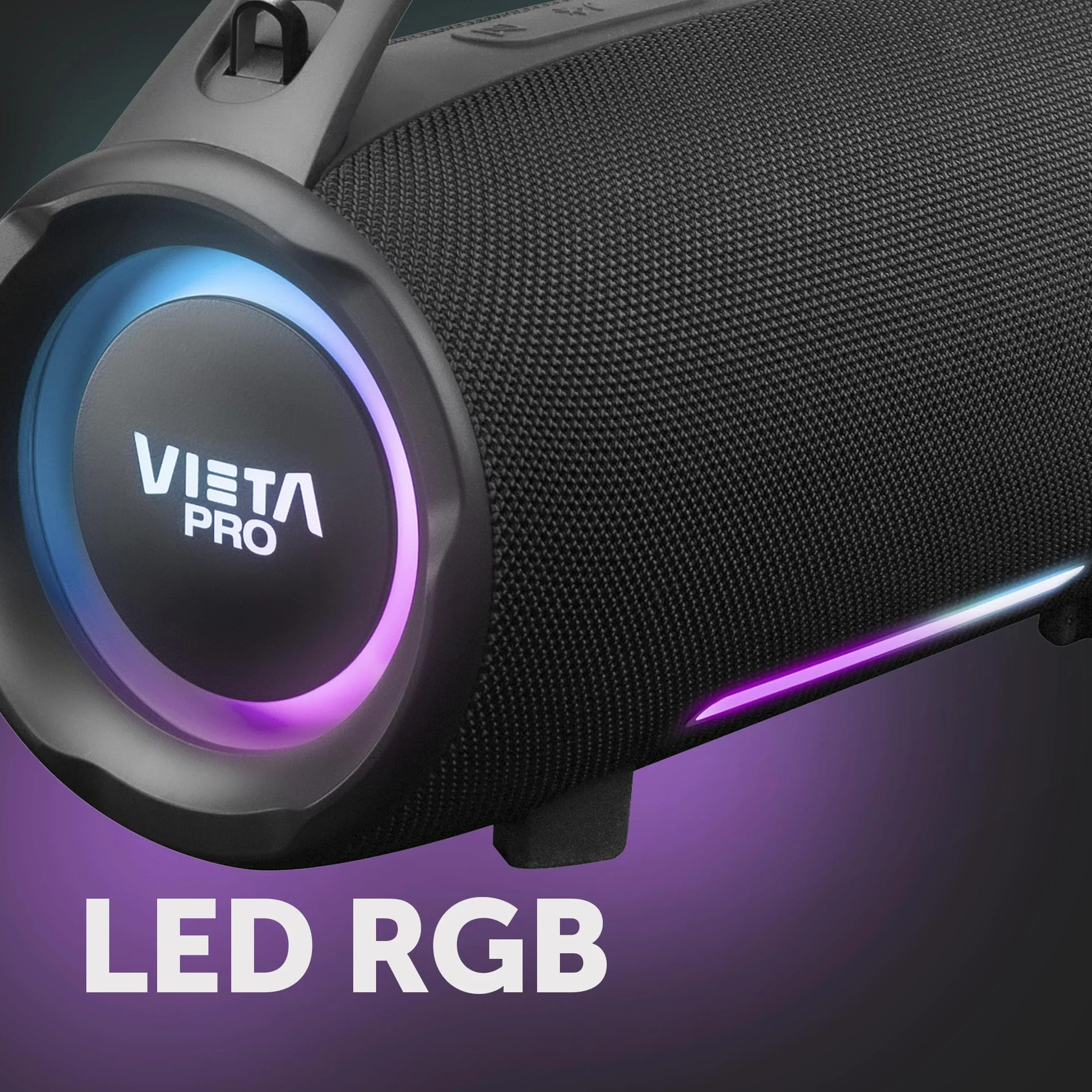Vieta Pro Mini Thunder 2 Altavoz Bluetooth Potente 100W IPX6 Impermeable, 15h Batería, Luces RGB, Sonido Estéreo TWS