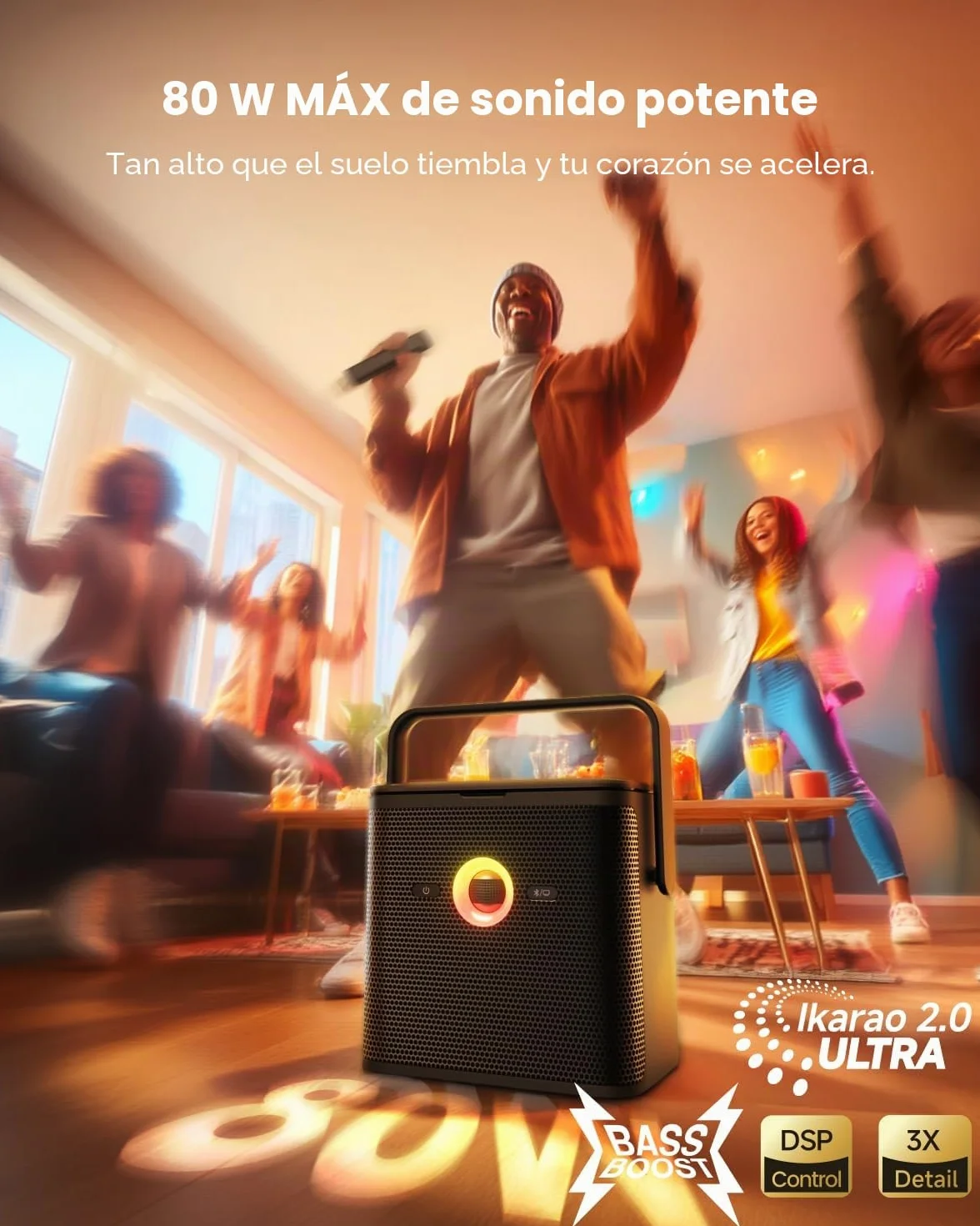 Máquina de karaoke Ikarao para adultos y niños, con pantalla de visualización de letras, conexión WiFi a YouTube y aplicación de karaoke, 2 micrófonos inalámbricos EQ Autotune, sistema PA de karaoke