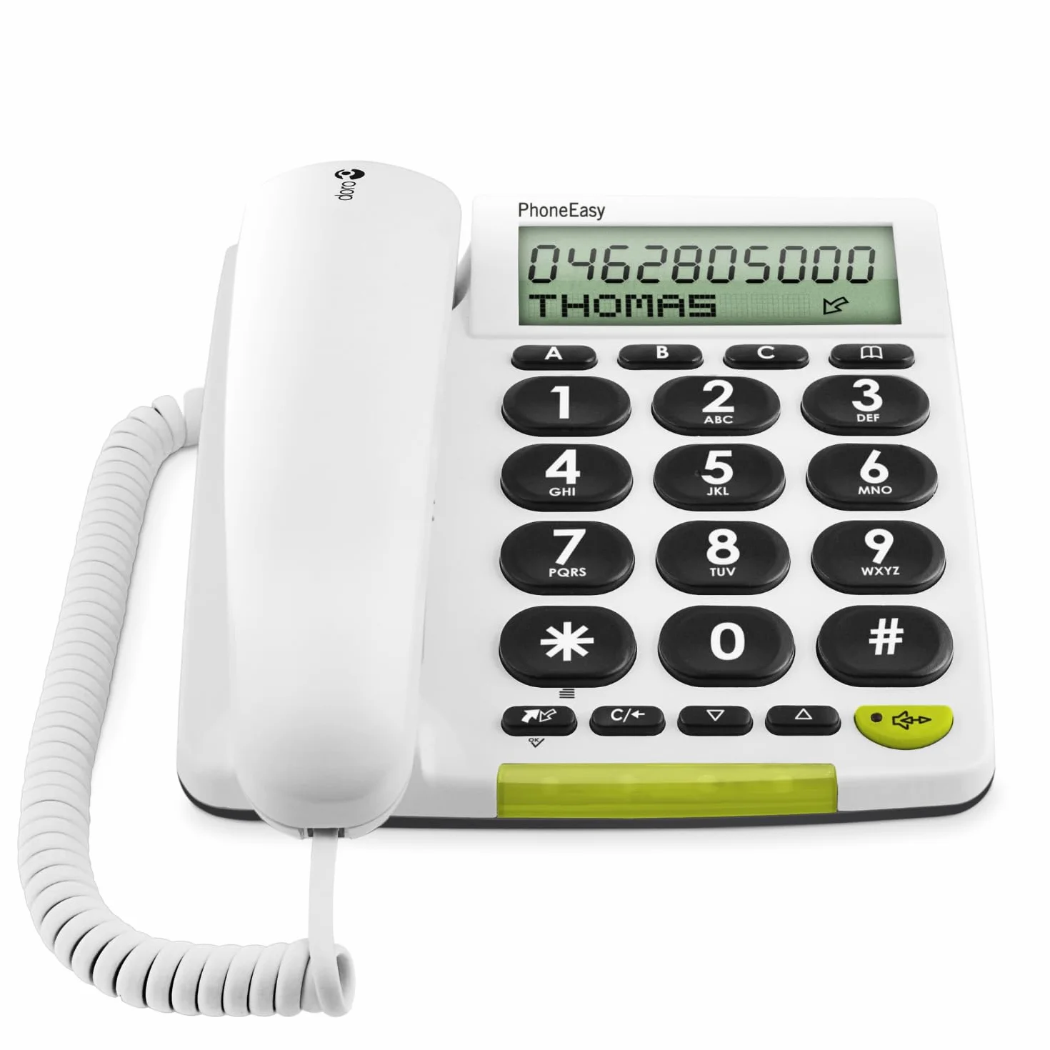 DORO PhoneEasy 312CS Telefono Fisso per Anziani Tasti Grandi Display LCD Retroilluminato Vivavoce Identificatore di Chiamata Bianco