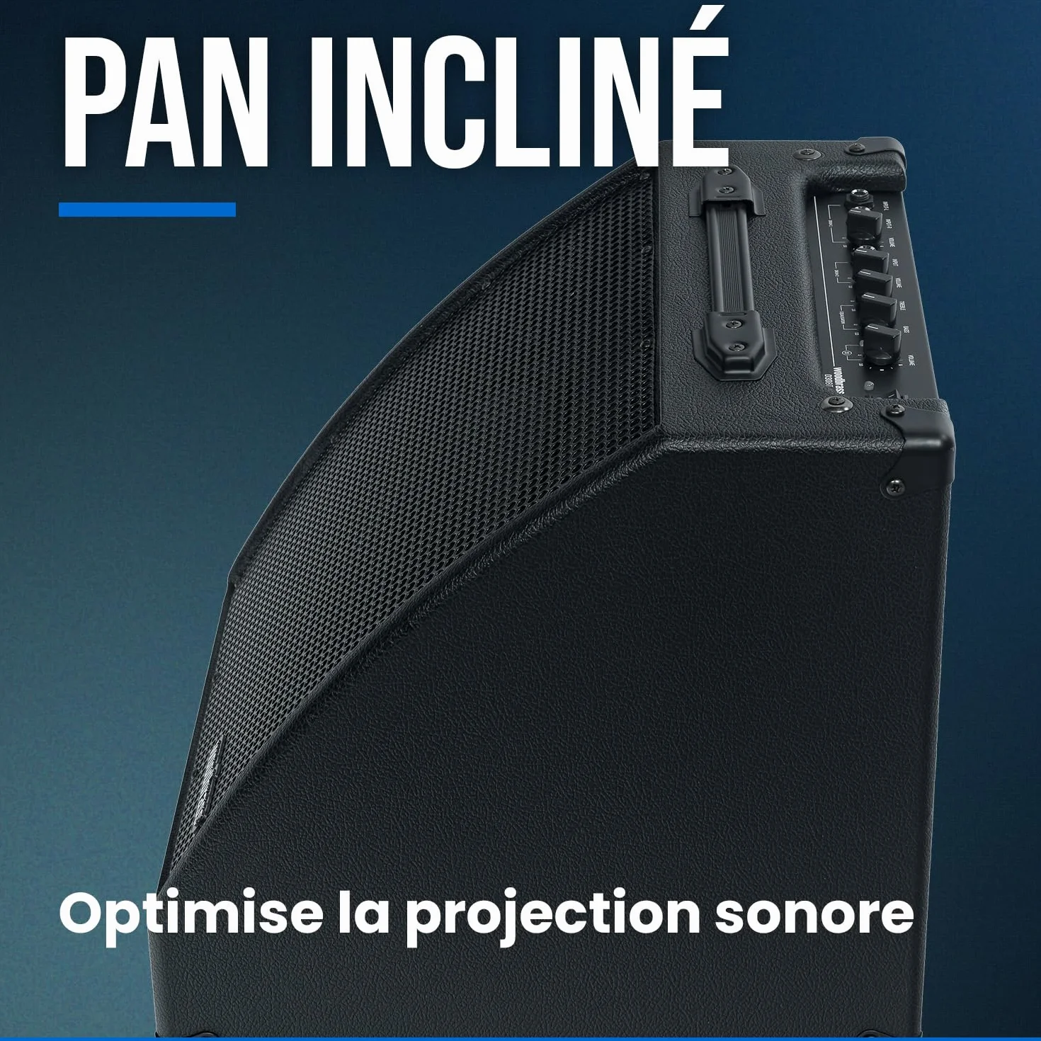 Woodbrass D30BT - Amplificador para batería electrónica (amplificador Bluetooth de 30 W, ideal para baterista principiante, aficionado, pro, potente, robusto, pan, inclinado: perfecto para jugar en