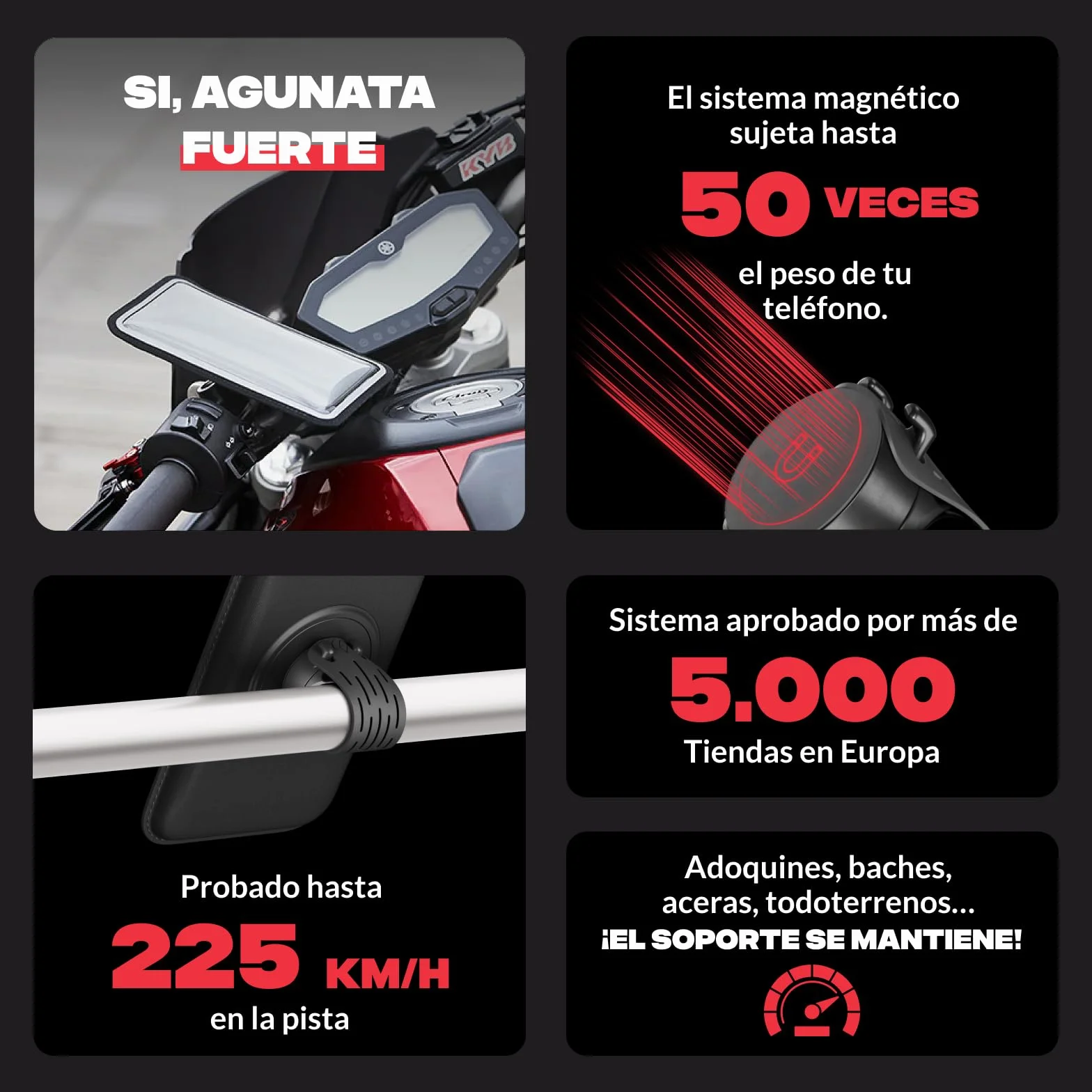 Shapeheart Funda Impermeable Táctil XL Soporte Móvil Moto Magnético Universal para Manillar