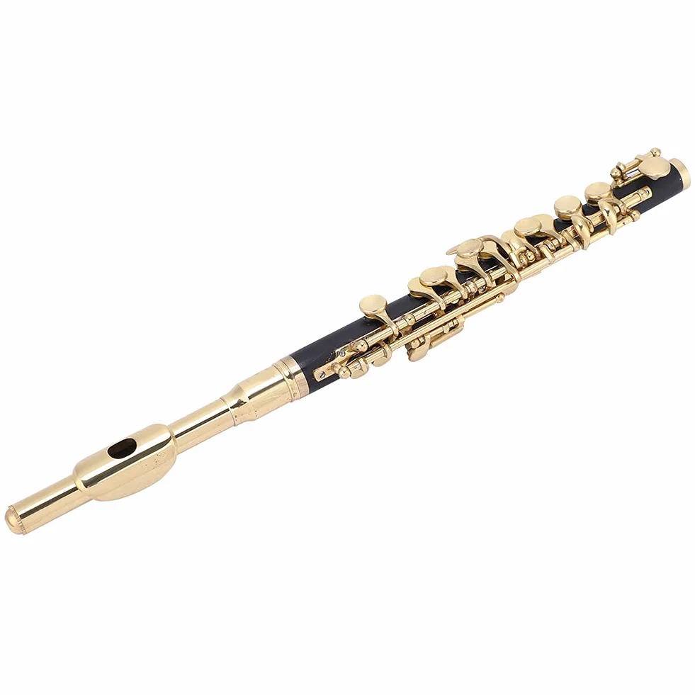 Flauta De Tamaño Medio, Con Estuche Acolchado Ottavino Para Amantes De La Música Para Estudiantes Principiantes(oro)
