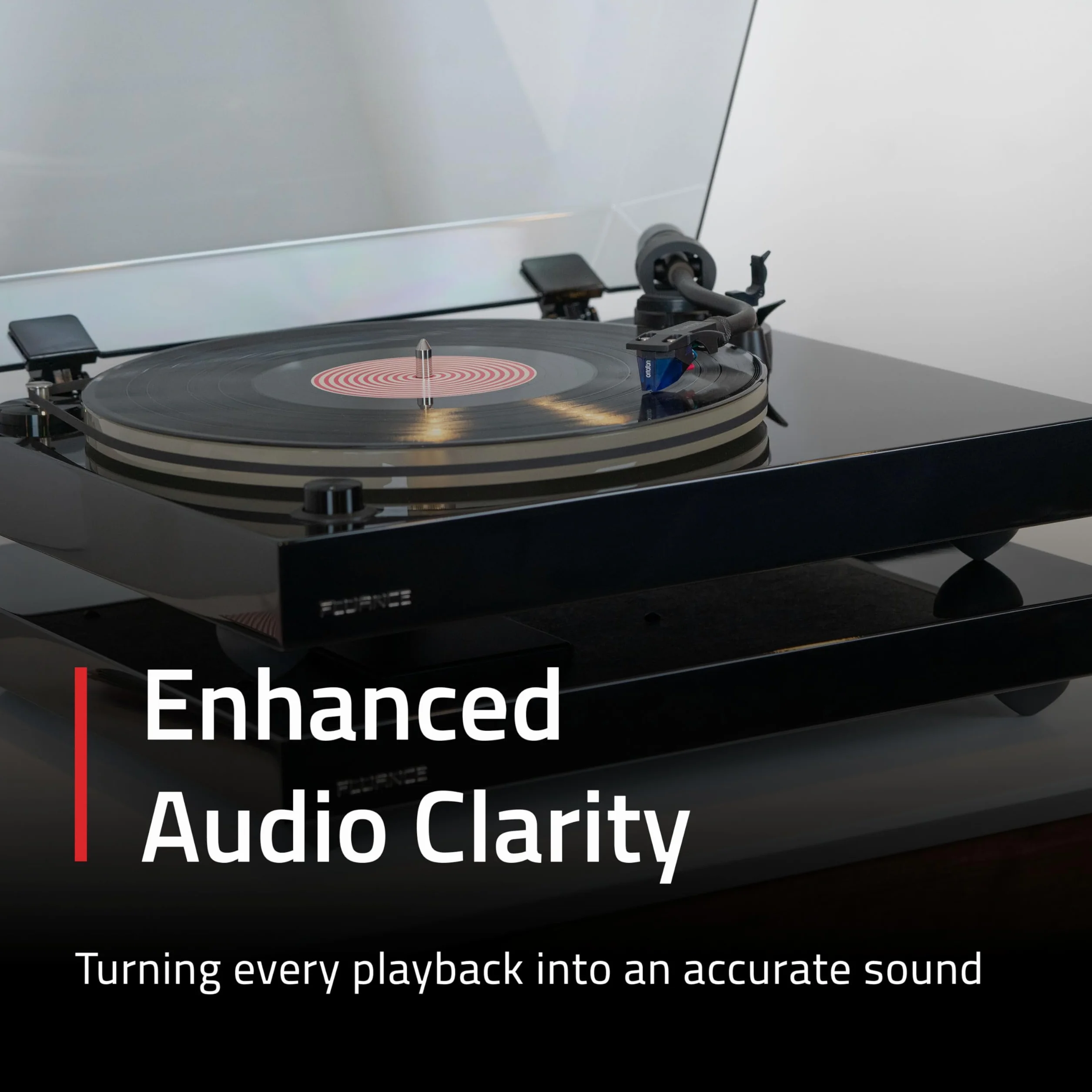 Fluance IB40 Base de Aislamiento para Tocadiscos – Plataforma de Madera antivibración con Patas Ajustables y Nivel – Mayor claridad de Sonido – Compatibilidad Universal – Negro Piano
