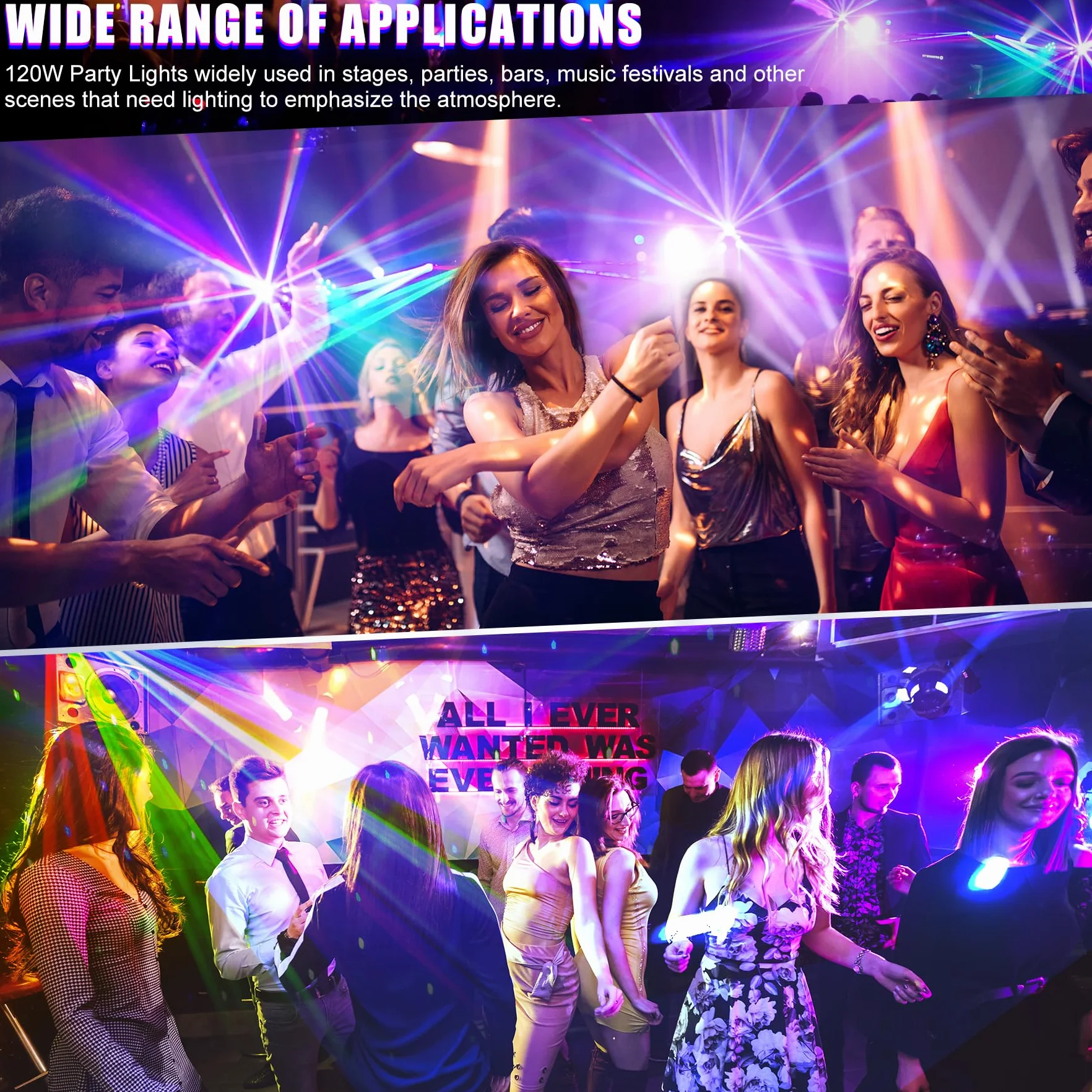 120W Luces Discoteca, 8x10W Cabeza móvil LED, DMX 512 Luce DJ Con 8x5W luz Estroboscópica de Alta luminosidad, Luces Led Escenario Para DJ Bar club Disco Fiestas Hogar Cumpleaños Bodas