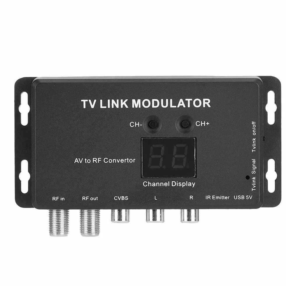 Modulador IR, Modulador UHF TV Link Extensor IR Convertidor AV a RF Extensor IR Modulador UHF con Pantalla de Canal