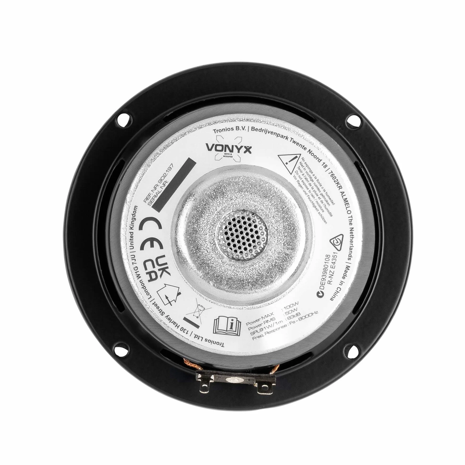 Vonyx WPP10 - Woofer Hi-Fi 4”, Cono de Polipropileno, suspensión de Goma, imán de ferrita 280g, 100W máx, 50W RMS, 8 ohmios, Sonido Potente y nítido, Ideal para Sistemas Hi-Fi y Car Audio