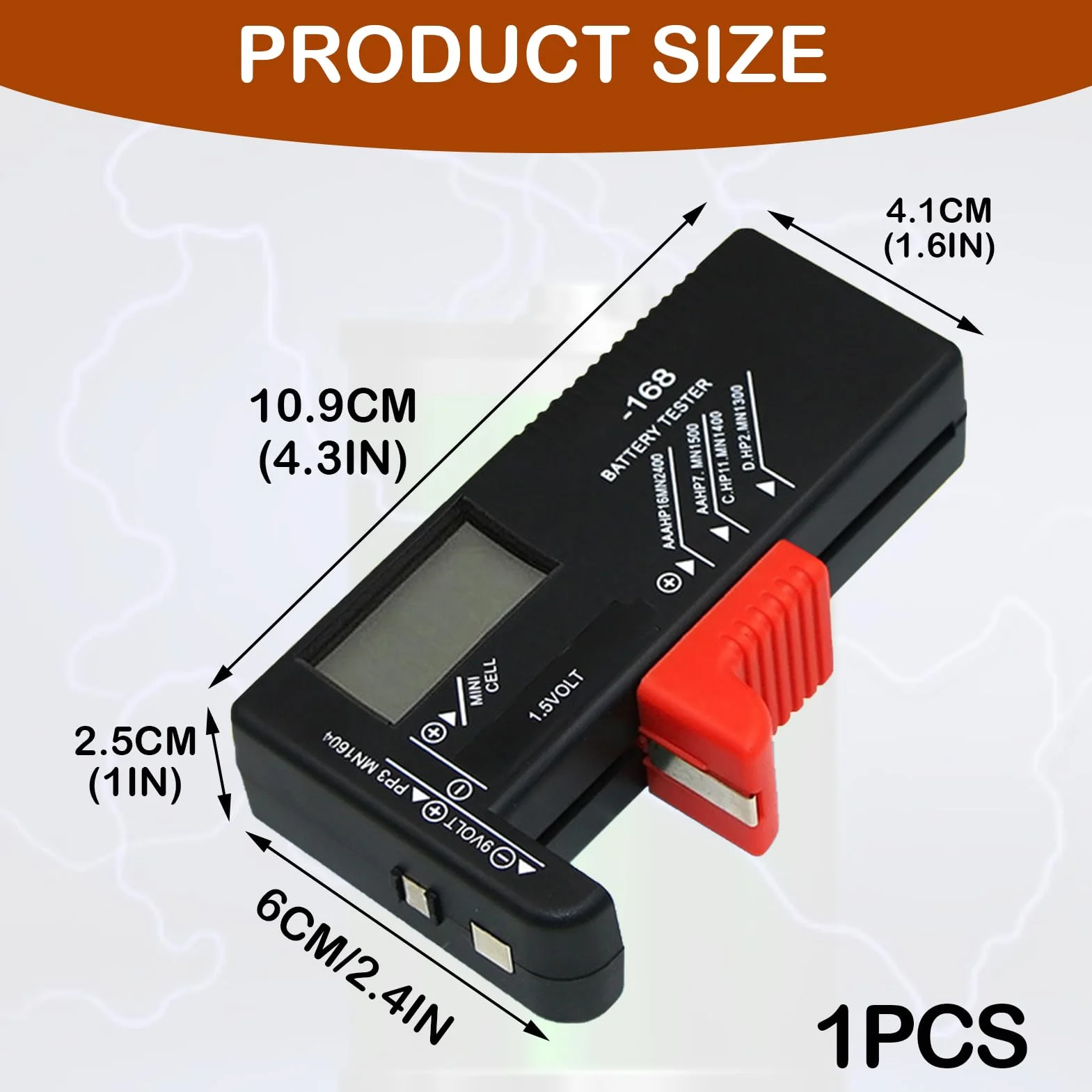 BT-168D Comprobador de Pilas Digital, Medidor Carga Pilas Universal con Pantalla LCD para AAA AA C D 9V 1.5V y Pilas de Botón