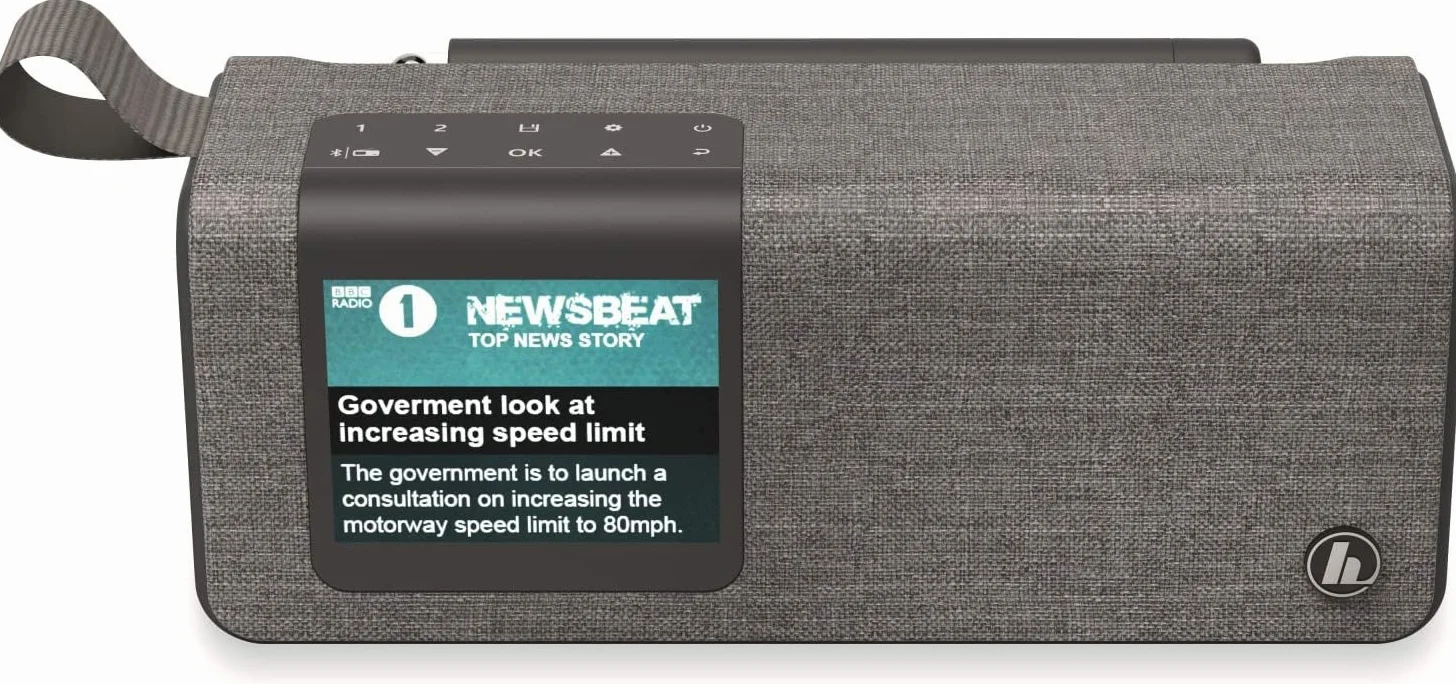 Hama DR200BT Radio Digital Portátil Dab+/FM + Bluetooth 5.0 + Batería Recargable 8 h + Pantalla TFT 2,4″ + Altavoz 5 W – Despertador Gris