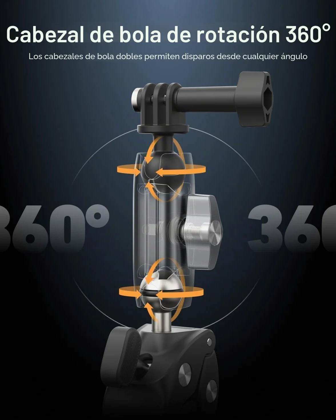 TELESIN Soporte de Moto/Bicicleta para DJI Osmo Action 6/5 Pro, Pocket 4/3, GoPro Hero 13/12/11/10, Insta360, Accesorio para Acción Cámara Aleación de Aluminio con Rotación 360° y Adaptador 1/4"-20 mm