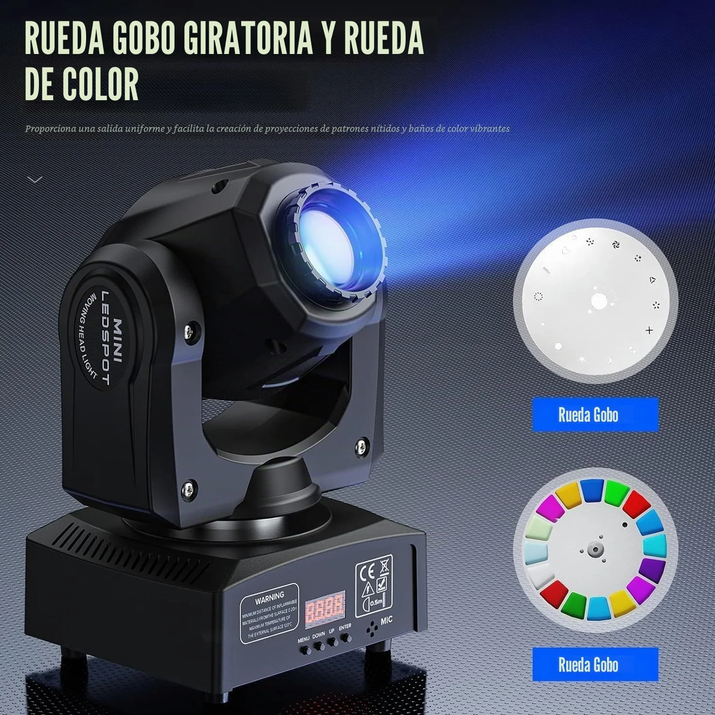 UKing Cabezas Moviles LED 50W Luz de Escenario DMX 512 RGBW Iluminacion DJ Moving Head Foco Luces de la Etapa 9/11 Canales Luces discoteca para KTV, Bar, Club, Fiesta, Boda