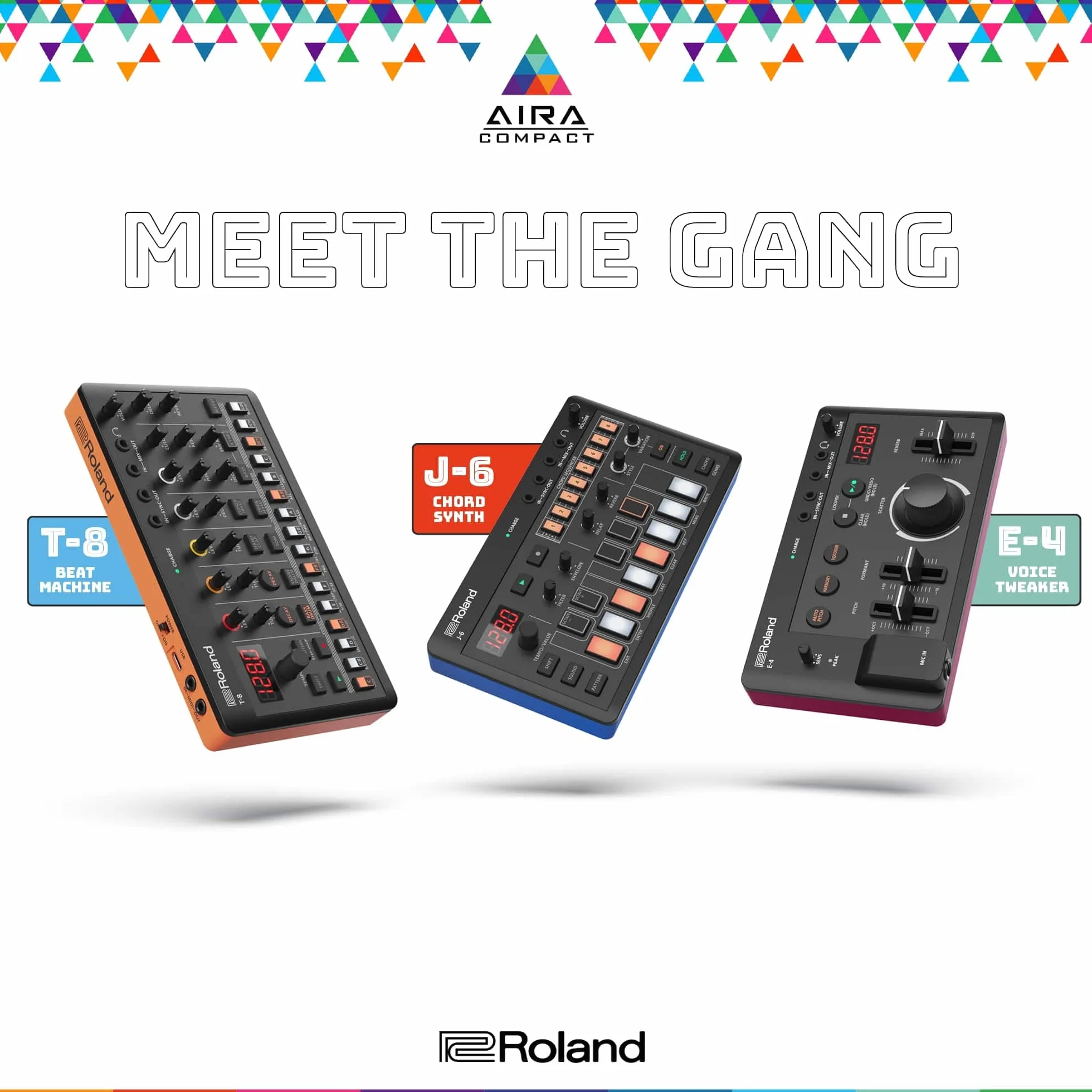 ROLAND AIRA Compact T-8 BEAT MACHINE | Máquina de ritmo y bajo ultraportátil con original Roland Sounds | Seis pistas rítmicas con sonidos de TR-808, TR-909 y TR-606, negras y naranjas