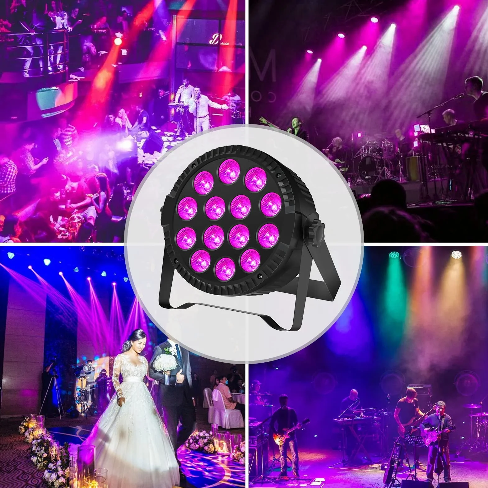 4PCS RGBW Focos LED Par, HOLDLAMP 84W Luz de Escenario con Modo de Activación de Sonido y Control Remoto, DMX 4/8CH Luces Discoteca para DJ Fiesta Cumpleaños Bar Club