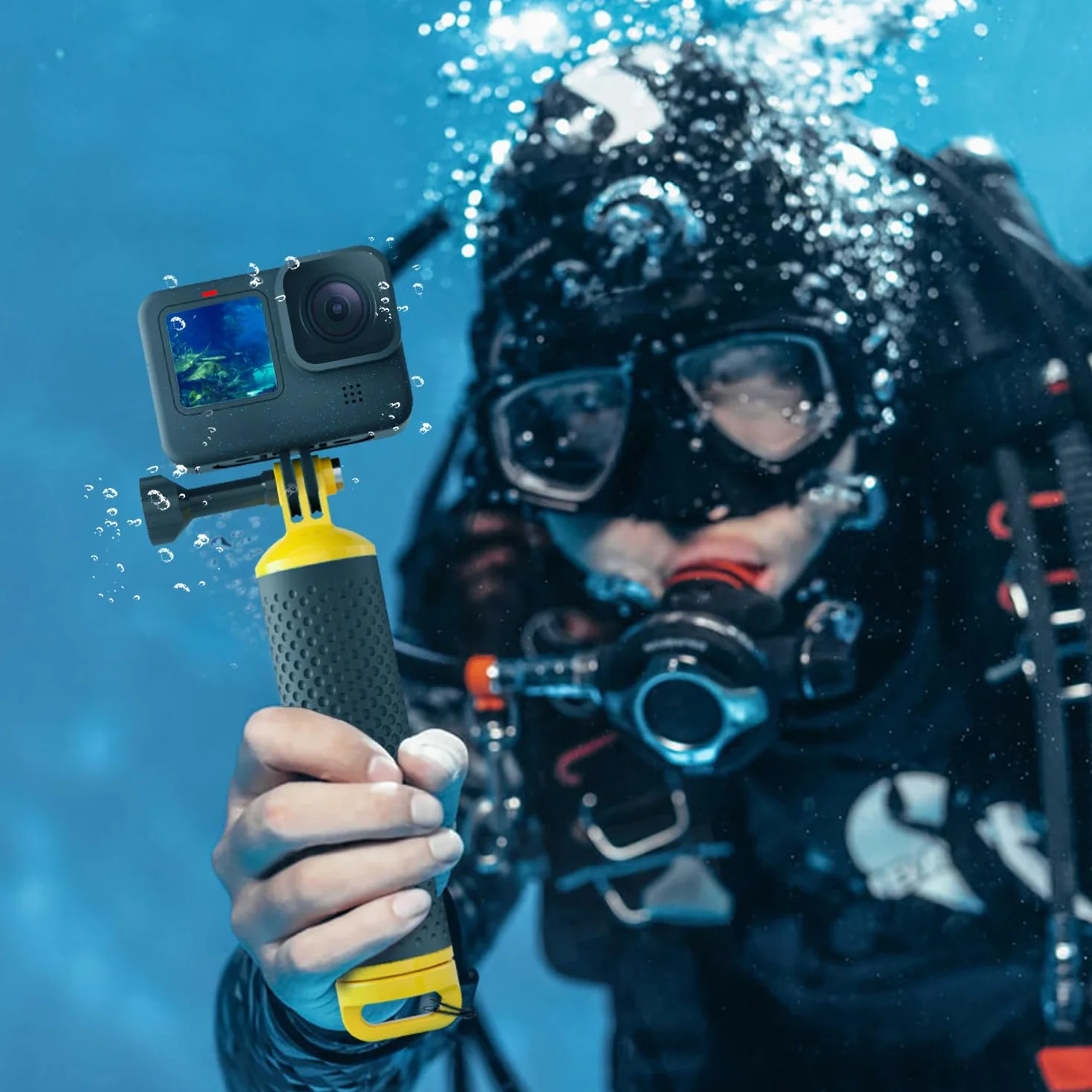 Flotante Mango Handler Empuñadura Flotador Palo Accesorio Compatible con GoPro Hero 13 12 11 10 9 8 7 6 5 Session dji Cámaras de Acción - Amarillo
