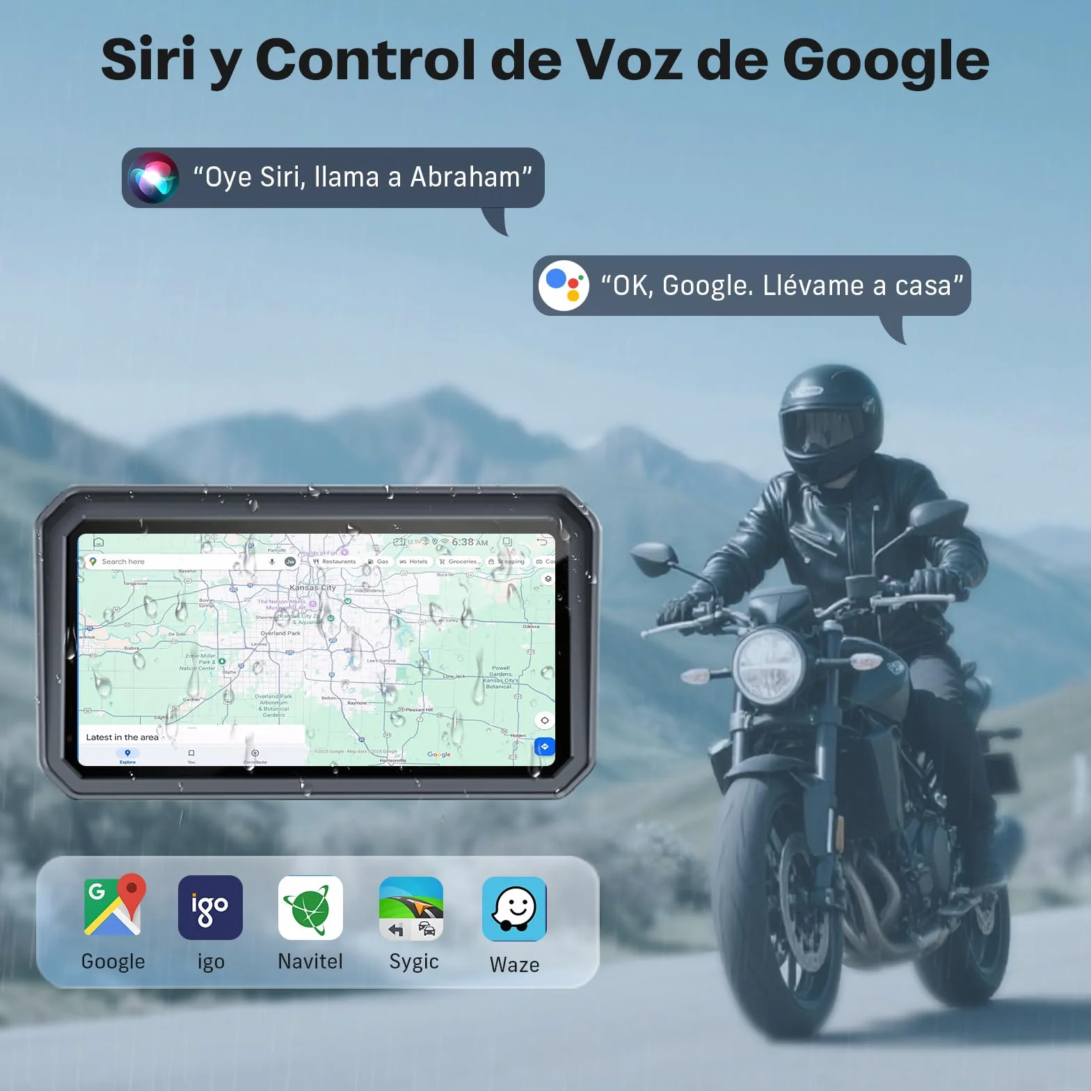 WonVon CarPlay para Motocicleta Sistema de Navegación GPS 6.25 Pulgadas con Apple CarPlay y Android Auto Doble Bluetooth