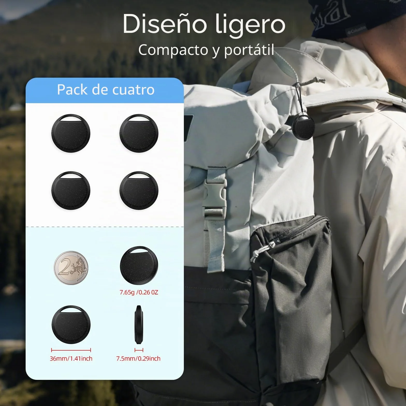RSH Android Smart Tracker Tag, Tracker Compatible con Google Find Hub App (Sólo Android), Localizador Bluetooth, Rastreador para Llaves, Cartera, Equipaje, Impermeable IP68, 4 Negro