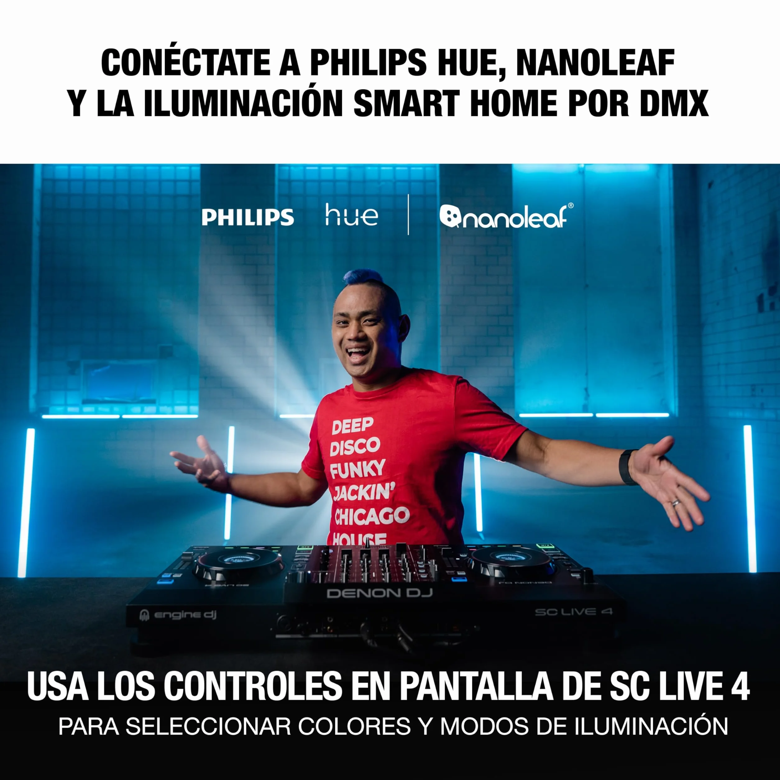 Denon DJ SC LIVE 4 Controlador DJ con separación de stems en 4 decks, streaming por wifi, altavoces integrados, compatible con Serato DJ y Virtual DJ