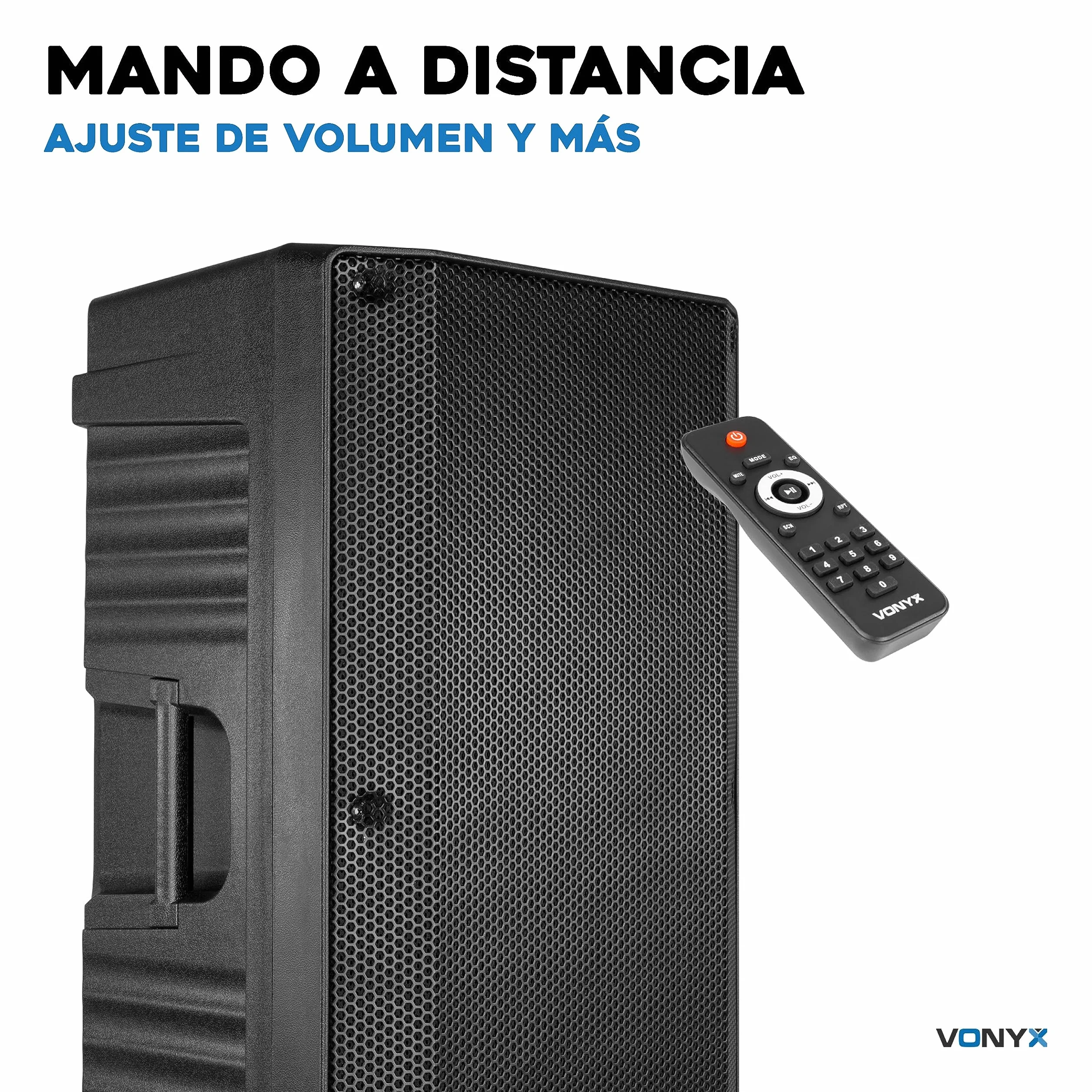 Vonyx VSA15BT Altavoz Activo portátil 1000w autoamplificados. Altavoz 15 Pulgadas Profesional con Bluetooth, Ecualizador, Entrada de Guitarra y Reproductor MP3