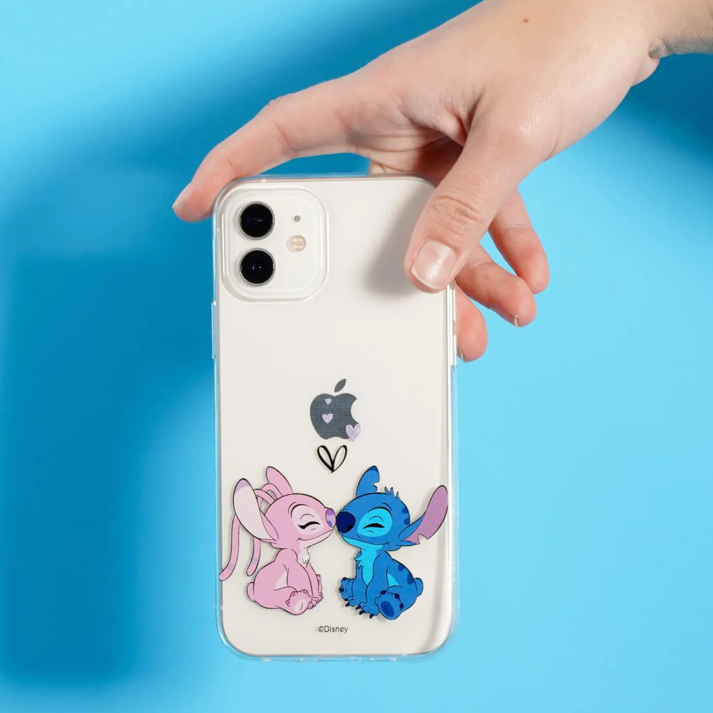 Funda para iPhone 13 Mini Oficial de Lilo & Stitch - Angel & Stitch Beso para Proteger tu móvil. Carcasa de Silicona Flexible con Licencia Oficial de Disney