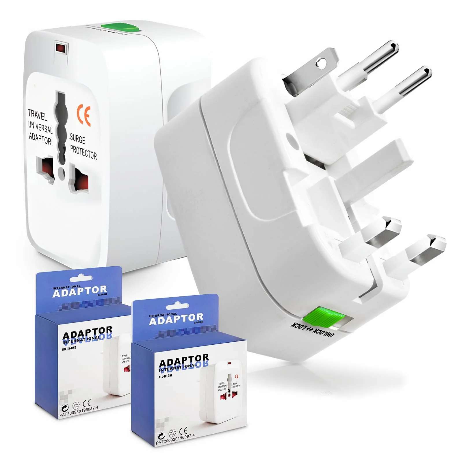 Pack de 2 – Adaptador Enchufe Universal de Viaje, Travel Adapter, Toma Internacional de Corriente, Todo en Uno – Compatible con más de 150 Países (Europa, Australia, UK, USA y más)