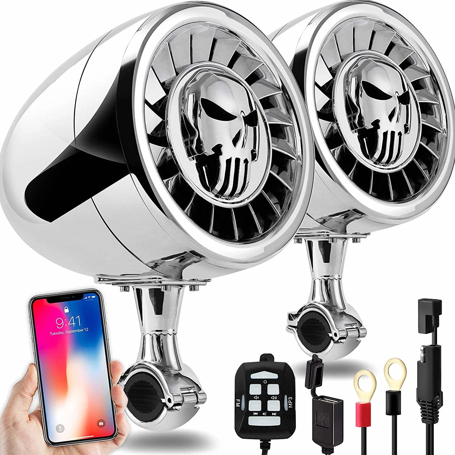 Altavoces Bluetooth Marinos a Prueba de Agua de 5 Pulgadas Sistema de Audio para Barcos con AUX USB MP3