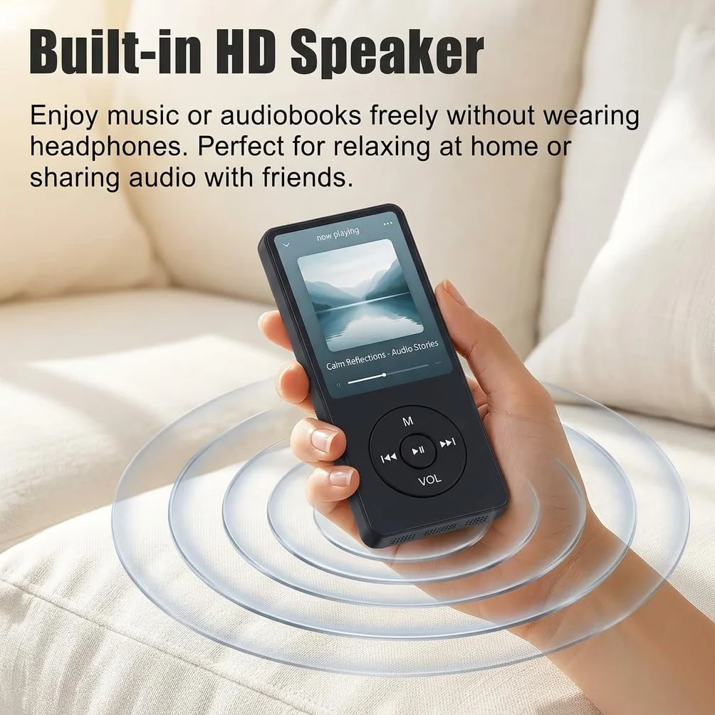 Reproductor MP3 MP4 32GB Bluetooth 5.0 Altavoz HD Pantalla TFT 1.8" Ampliable 128GB