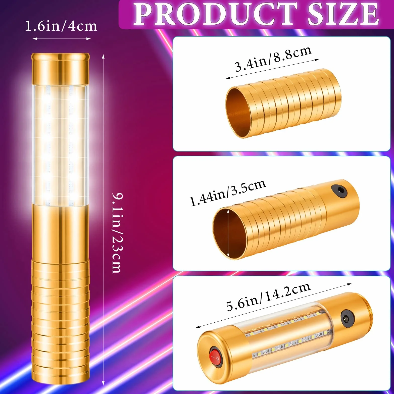 LED estroboscópico Baton Botella de champán Servicio Bengala luz Intermitente Recargable para KTV Bar Club cumpleaños Bodas Fiestas (Gold)