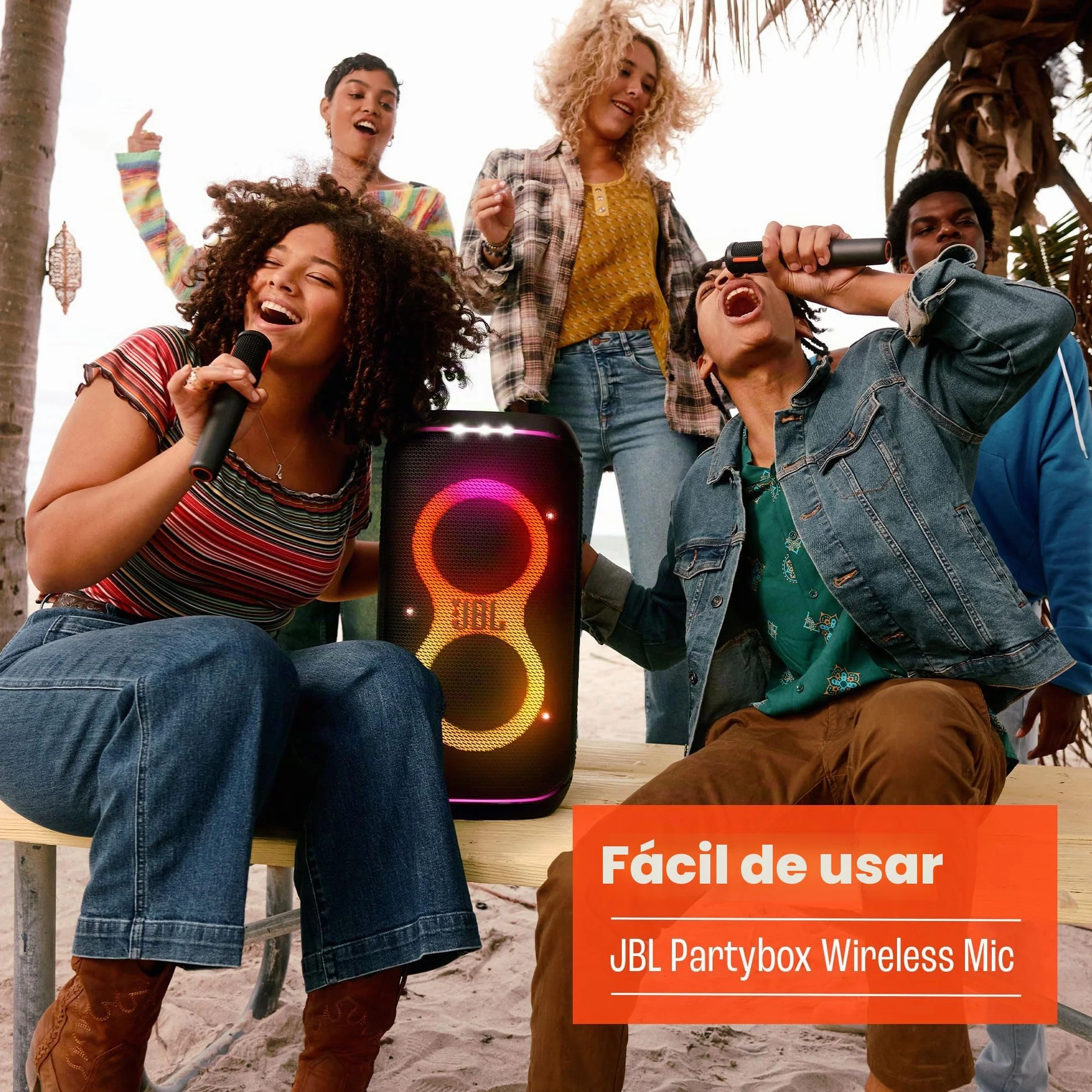 JBL PartyBox - Micrófono inalámbrico digital - 2 micrófonos, batería recargable (20 horas - 700 mAh), voz clara, sonido nítido, conexión estable de 2.4 GHz