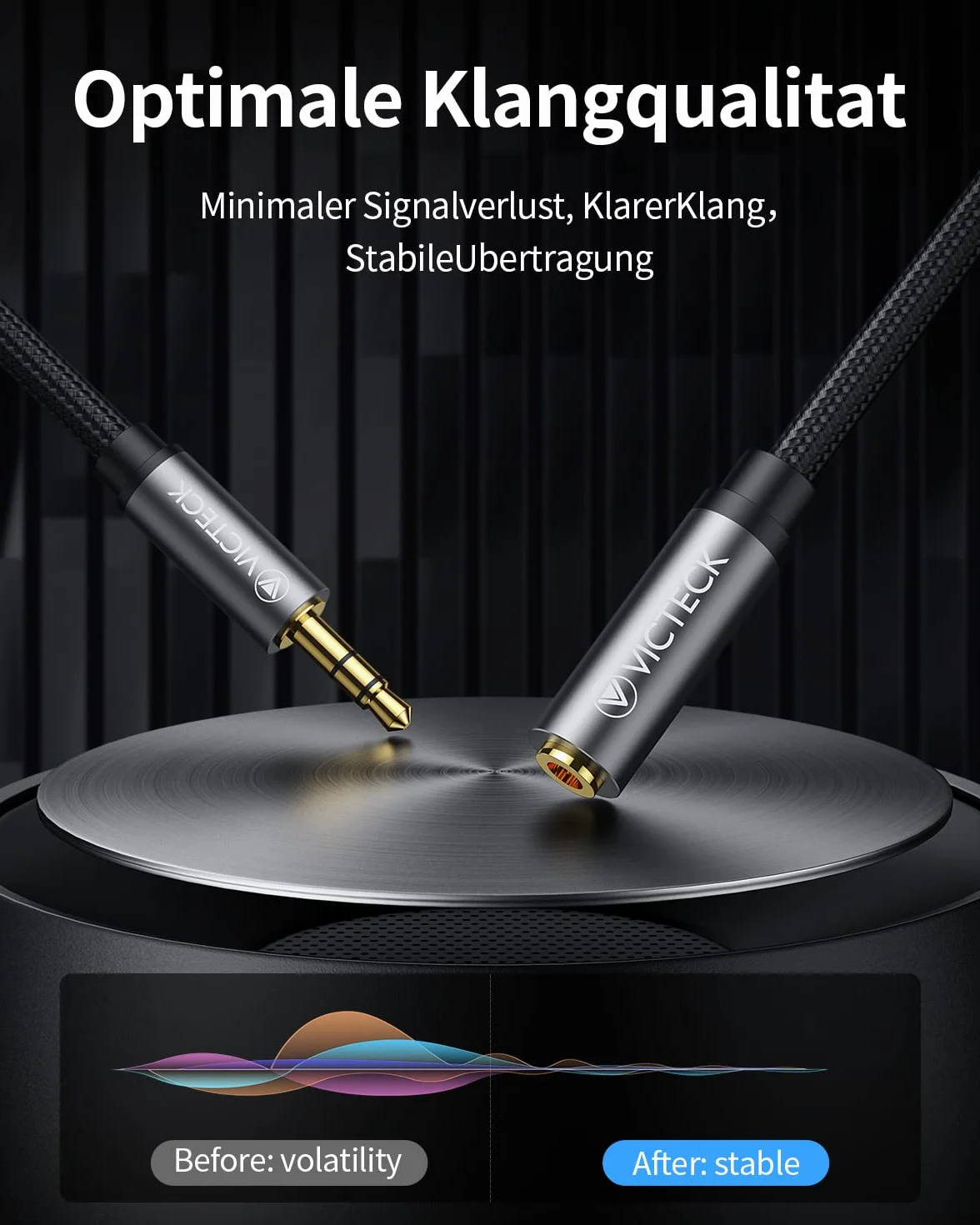Cable Audio alargador extensión 5M, Nylon Trenzado Jack Audio Estéreo 3,5 mm Macho a Hembra Compatible with Coche Altavoces Auriculares iPhone iPad iPod Samsung MP3 Player (5M)