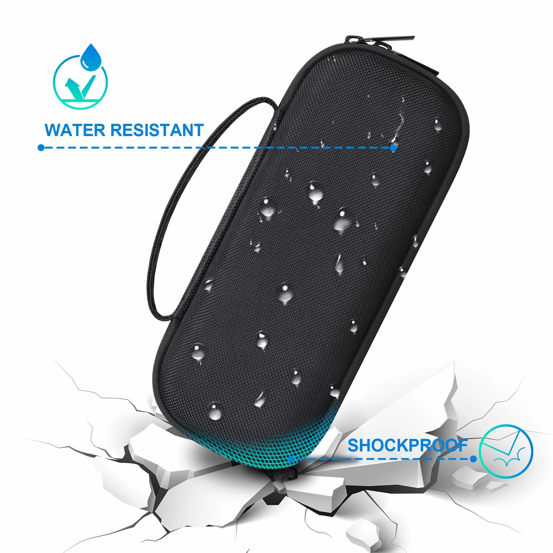 BOVKE Carrying Case for Beats Pill - Portable Bluetooth Speaker, New Beats Pill Wireless Speaker Travel Holder Bolso con Bolsillo de Malla Extra para Cables de Carga, Accesorios, Negro