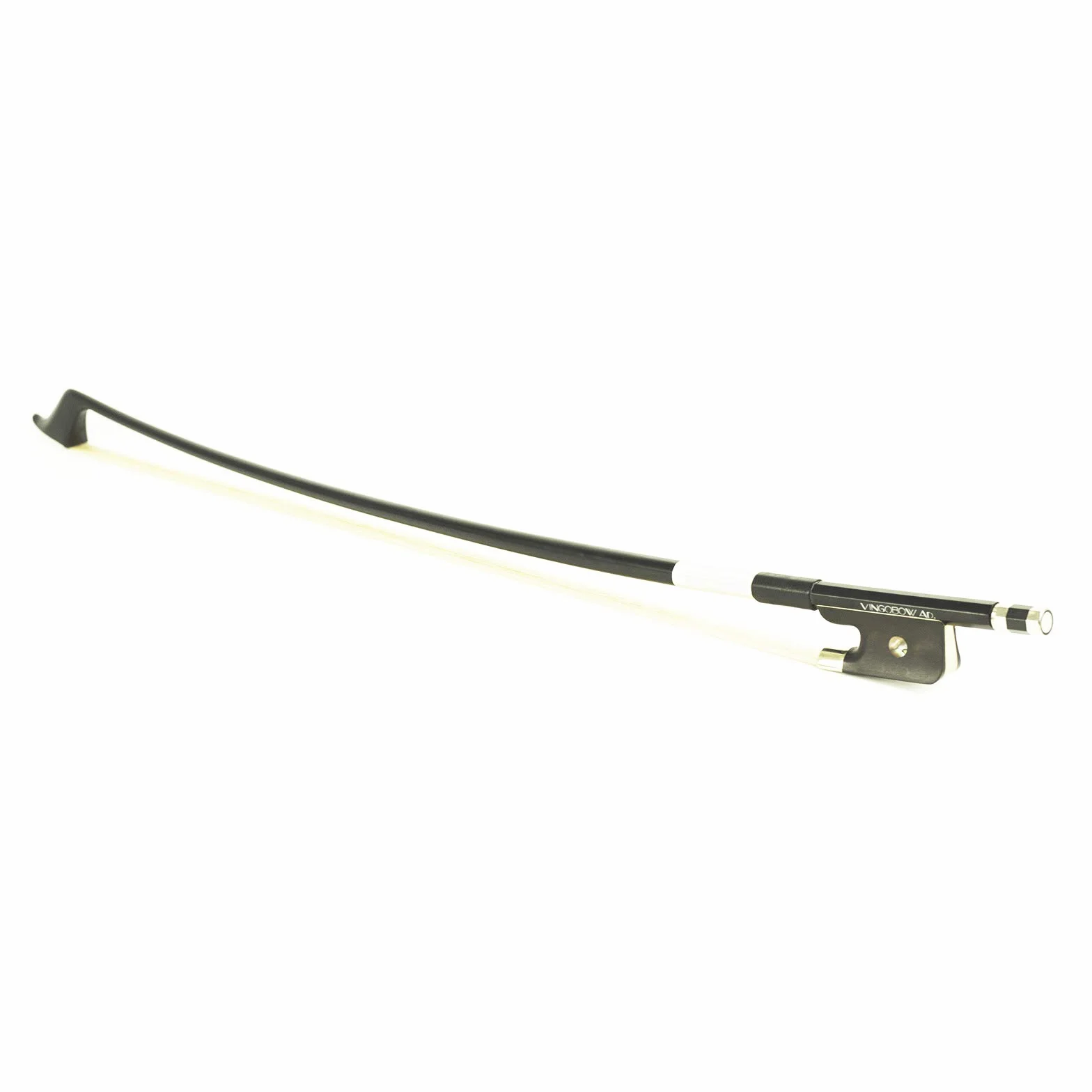 Arco de contrabajo vertical de fibra de carbono estilo francés Full 4/4 Tamaño 72.5 cm VINGOBOW Nivel avanzado Rana de ébano Sin blanquear Pelo de caballo real Pernambuco Rendimiento Tono cálido