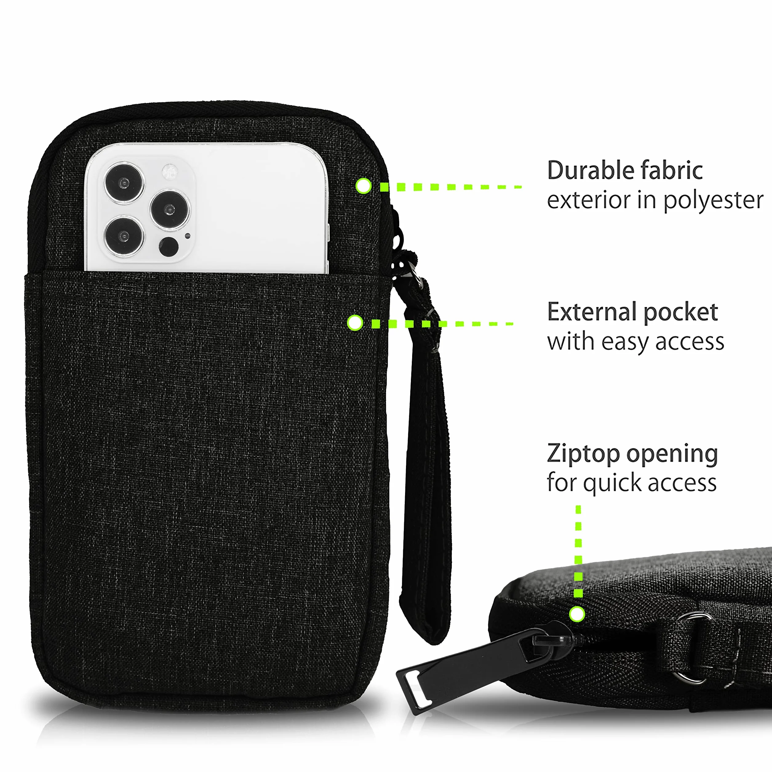 MyGadget Bolsa de Nylon para Tablet 6,5 Pulgadas Estuche Acolchado 8,9 x 16,5 cm Sleeve Negro