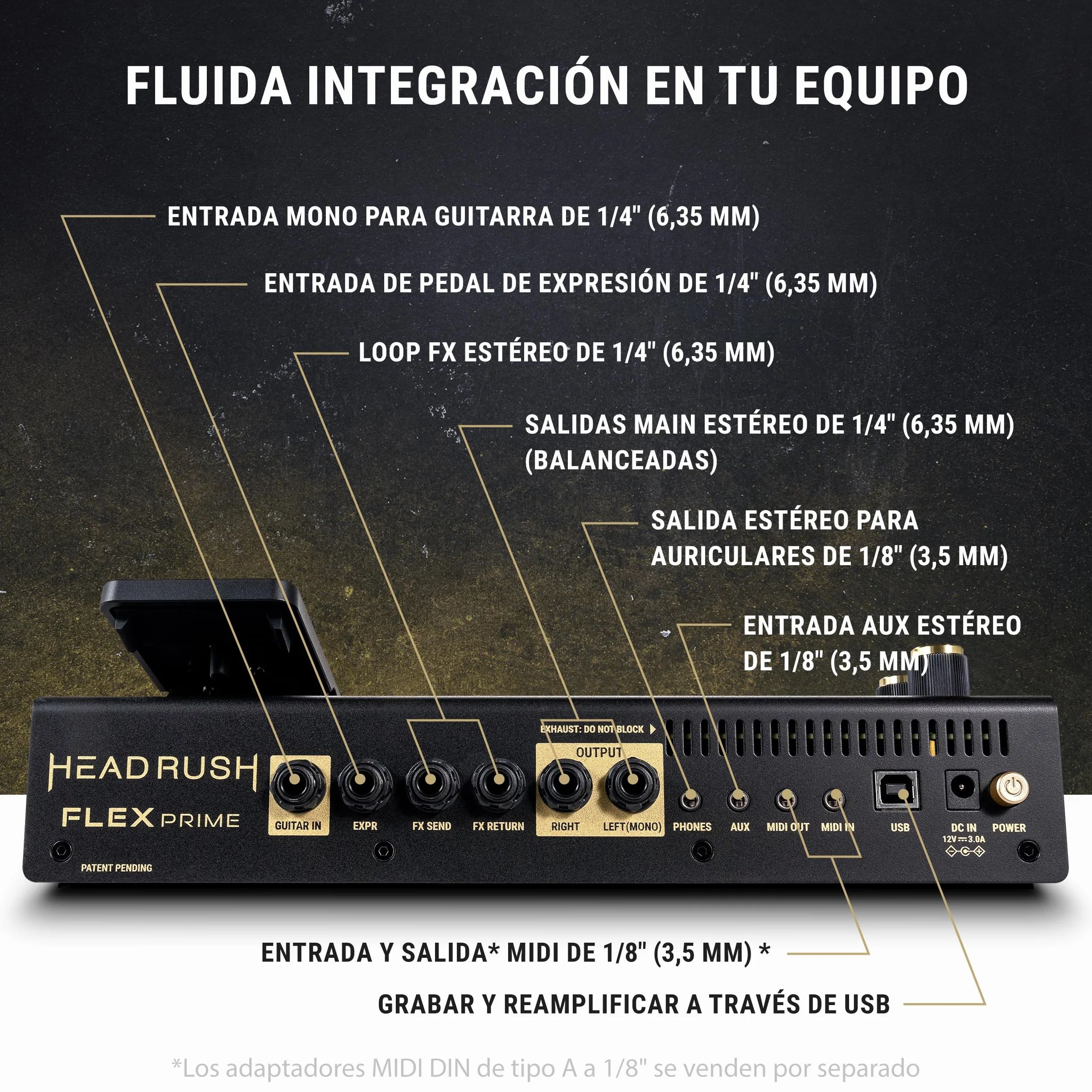 HeadRush Flex Prime - Pedal Multiefectos para Guitarra y Bajo y Procesador de Modelado de Amplis con Pantalla Táctil, Looper, WiFi, Bluetooth y USB
