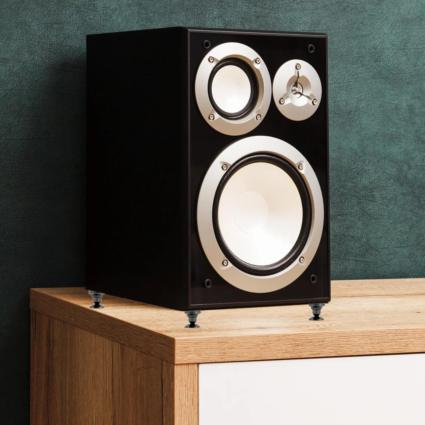 QWORK 8 Piezas Puntas para Altavoces, Soportes de Latón Chapado en Oro, a Prueba de Golpes para HiFi