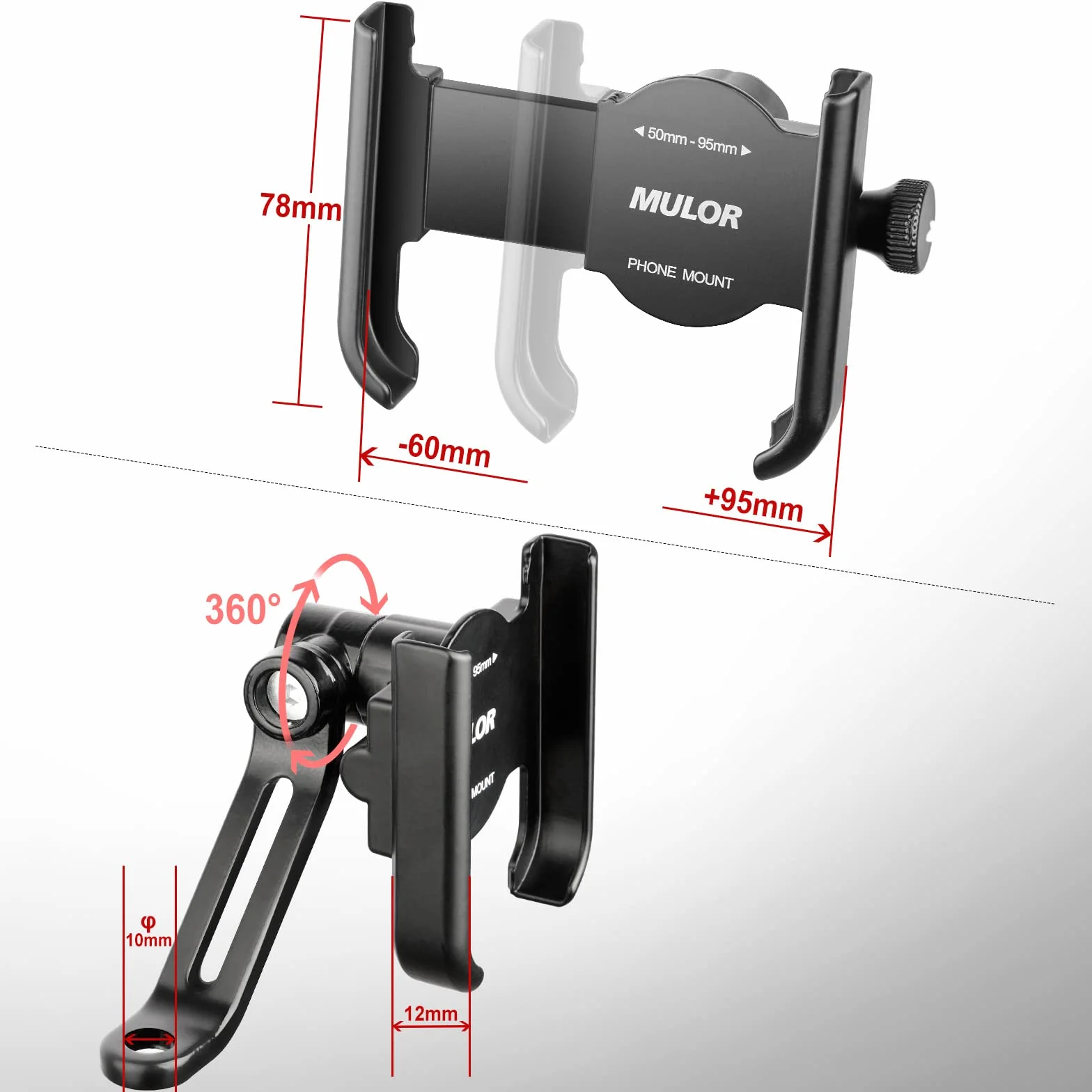 Soporte Móvil Moto para Espejo Retrovisor 360 Rotación