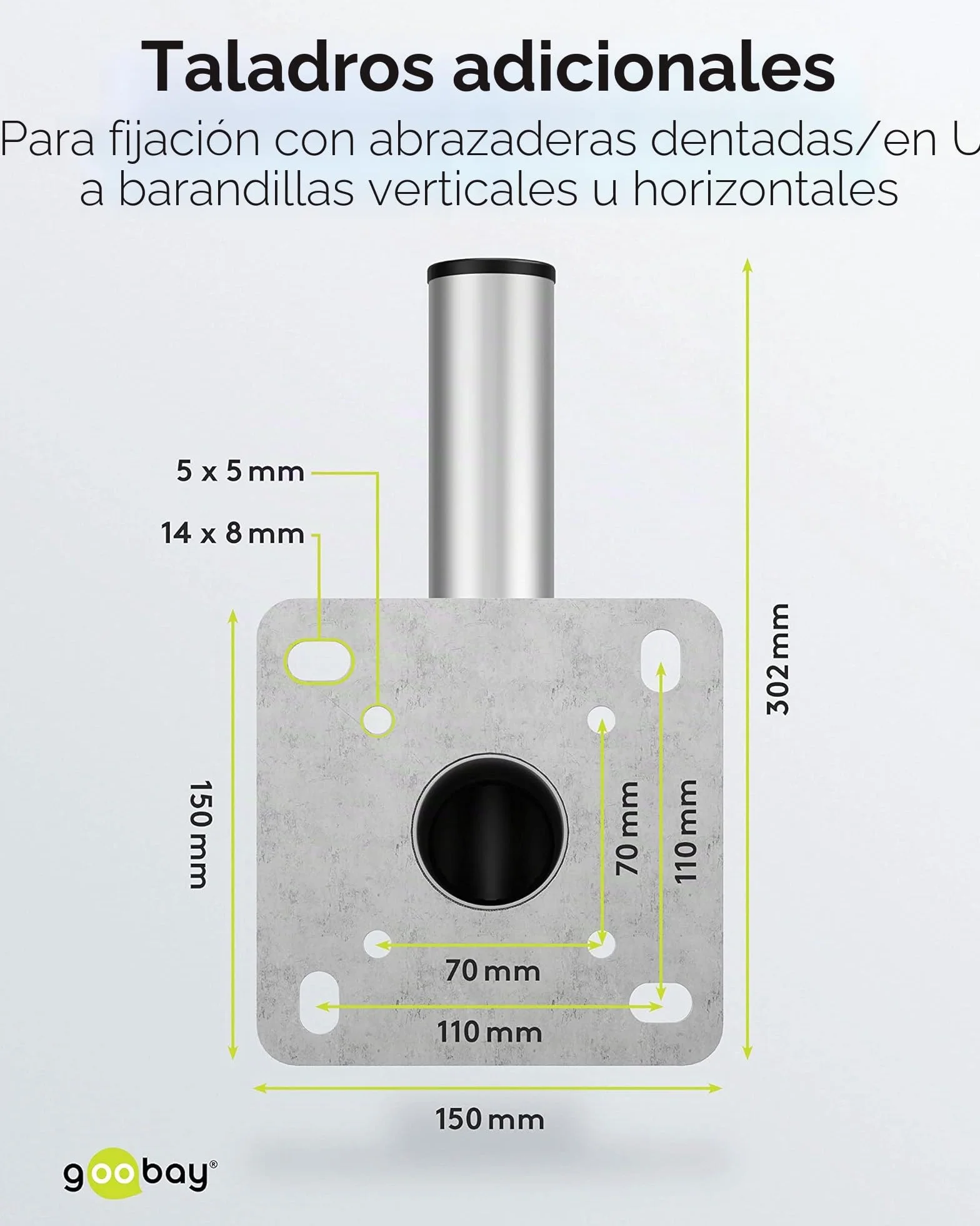 goobay 60503 - Soporte de pared para antena parabólica de hasta 85 cm, soporte para mástil, soporte angular, soporte de pared, soporte de antena con distancia a la pared de 350 mm