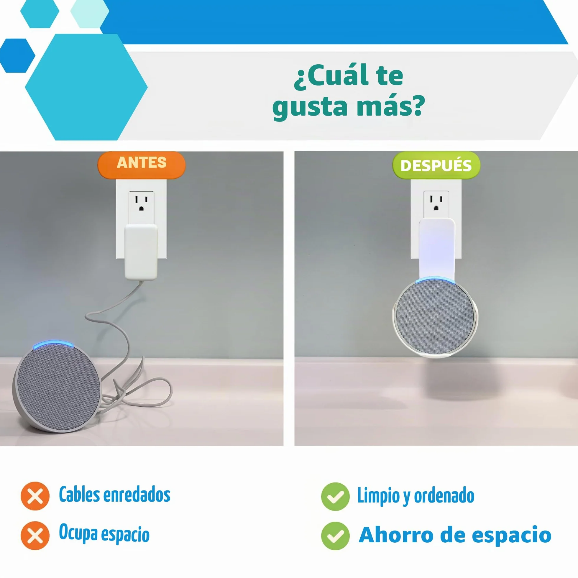 Sintron Soporte de Pared para Echᴏ Pop, Soporte para Altavoz inteligente, Ahorra Espacio, Sin Necesidad de Tornillos, Gestión de Cable Integrada, Diseño Decorativo, Compatible con Google Nest (Blanco)