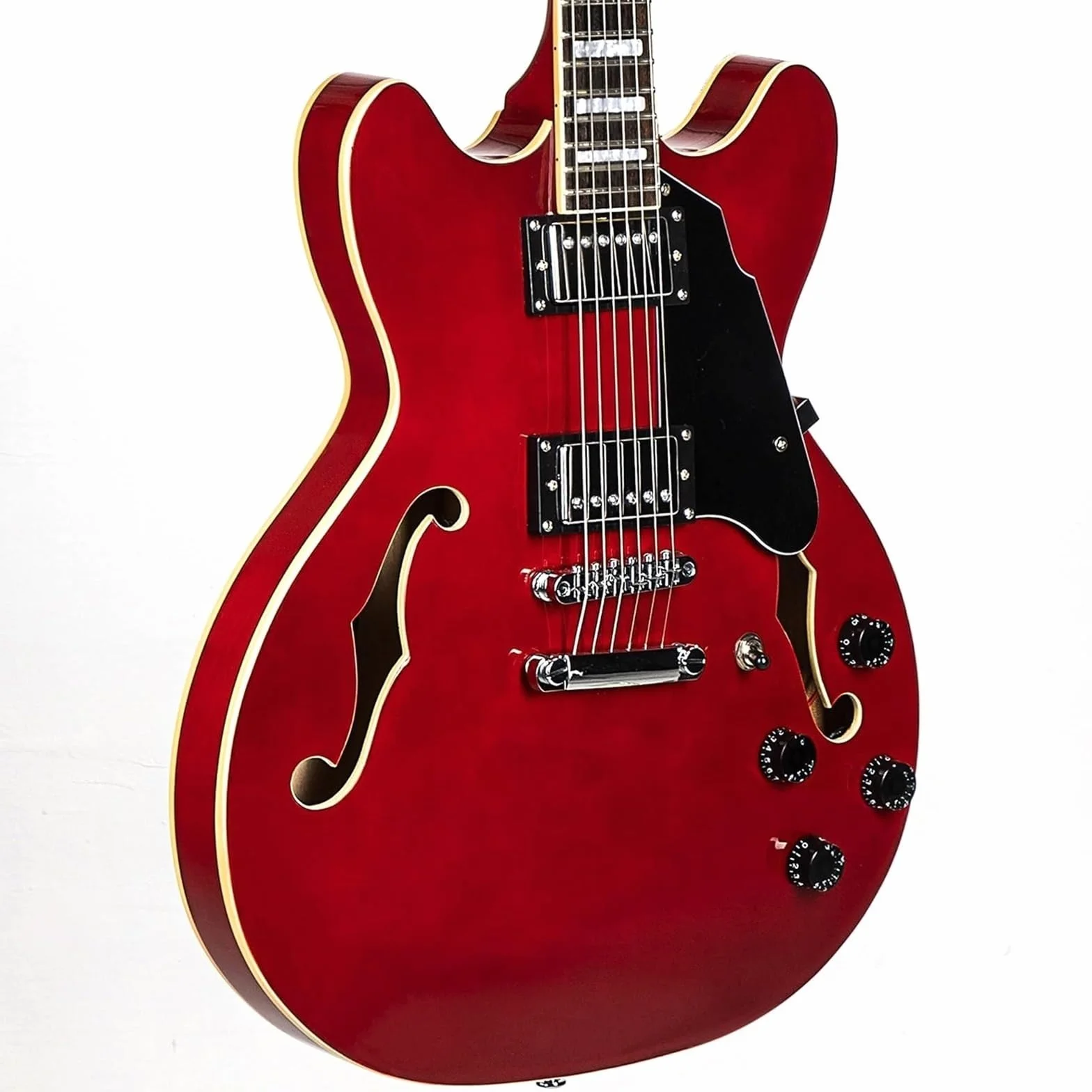 Guitarra Eléctrica De Escala Completa Cuerpo Semi Hueco Con Trastes De Acero Inoxidable(Red)