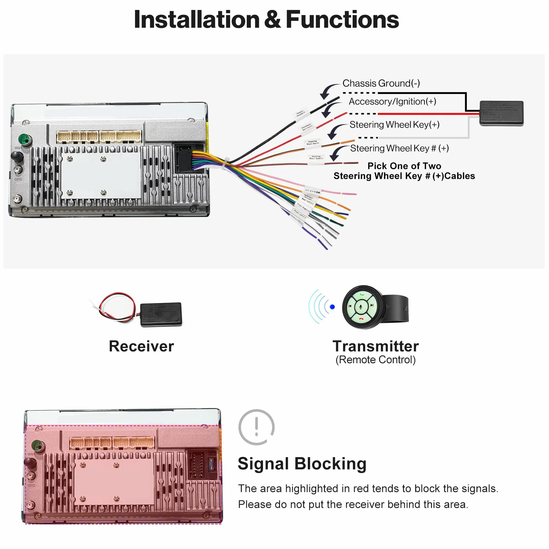 ATOTO AC-44F8 Mando a Distancia Inalámbrico con Botones Luminosos Asignación de Teclas