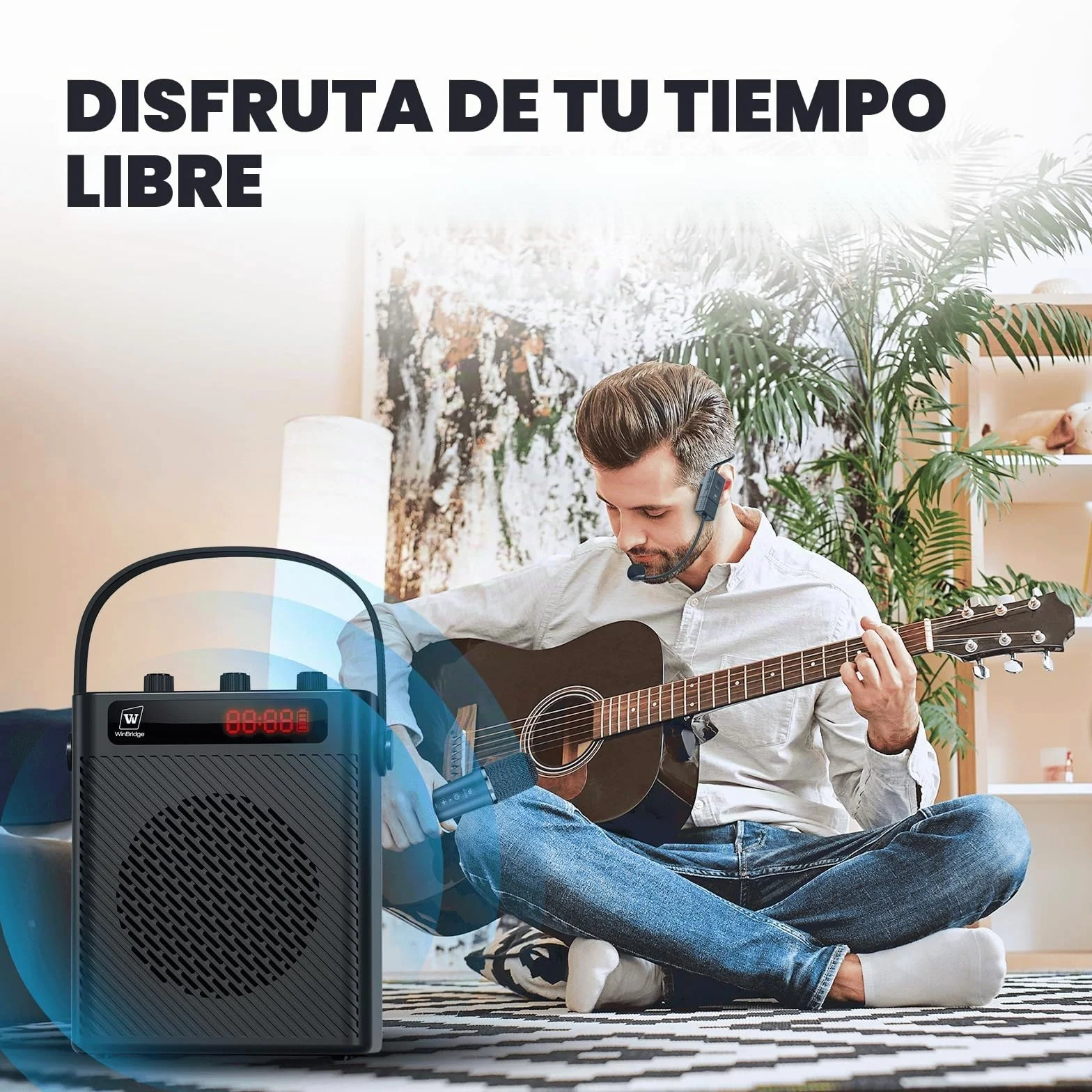 Micrófono inalámbrico amplificador de voz/micrófono de mano, micrófono portátil de 40 W y altavoz, sistema de karaoke inalámbrico, altavoz Bluetooth con micrófonos, sistema PA personal, 4 efectos de