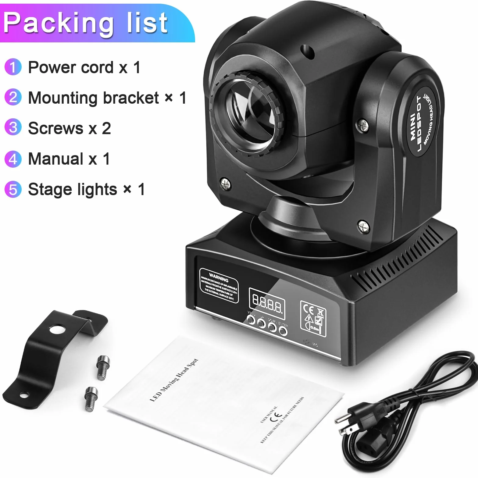 2 unidades Mini 30 W Lyre LED Moving Heads Cabeza Móvil, RGBW LED Luz de Escenario DMX512 9/11CH Control de Sonido para Disco DJ Party Clubs