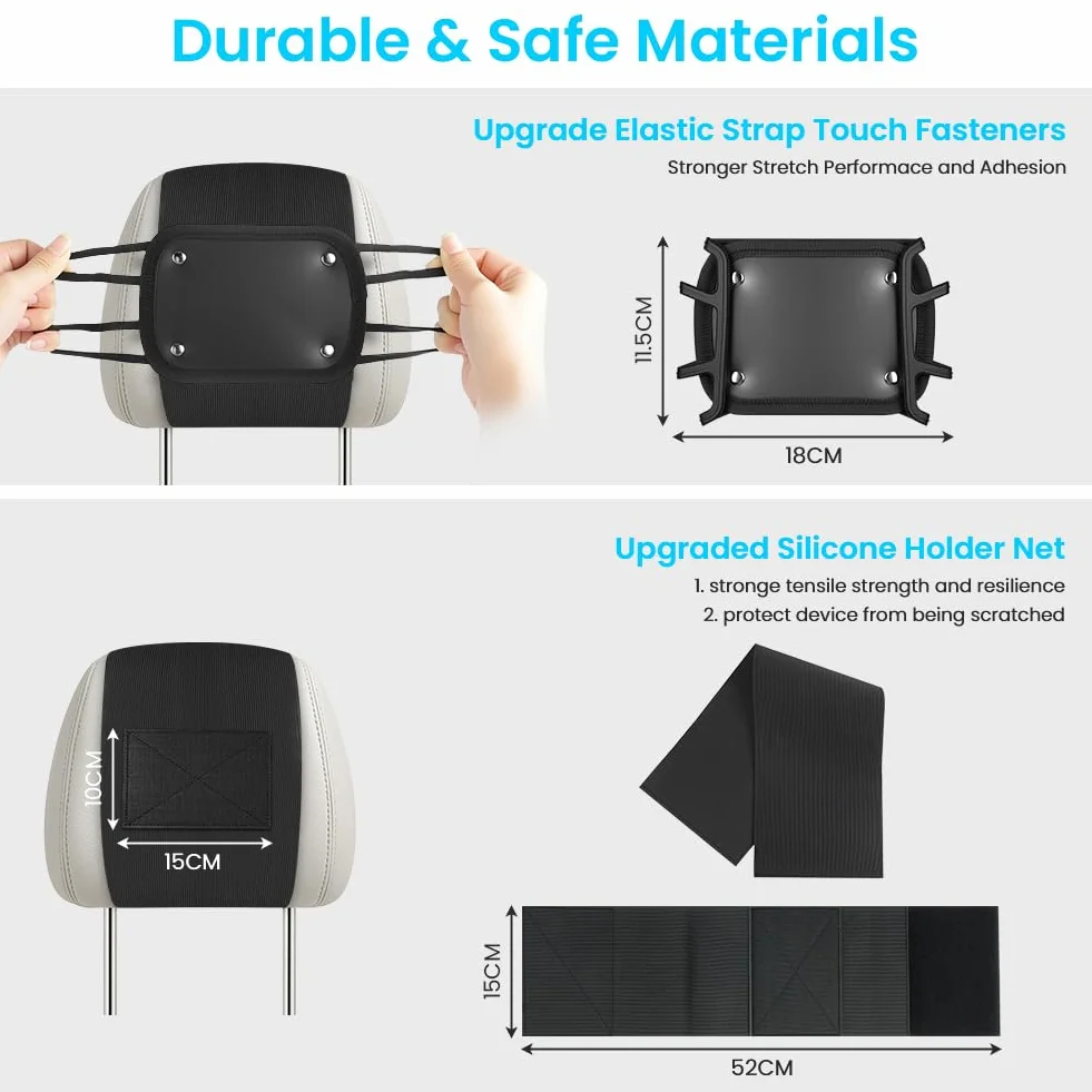 URAQT Soporte Tablet Coche, Soporte Reposacabezas Asiento Trasero para Automóvil 360°Rotación Soporte de Montaje Extensible Compatible con iPad, Switch, Galaxy Tabs y otras tabletas de 7 a 11 pulgadas