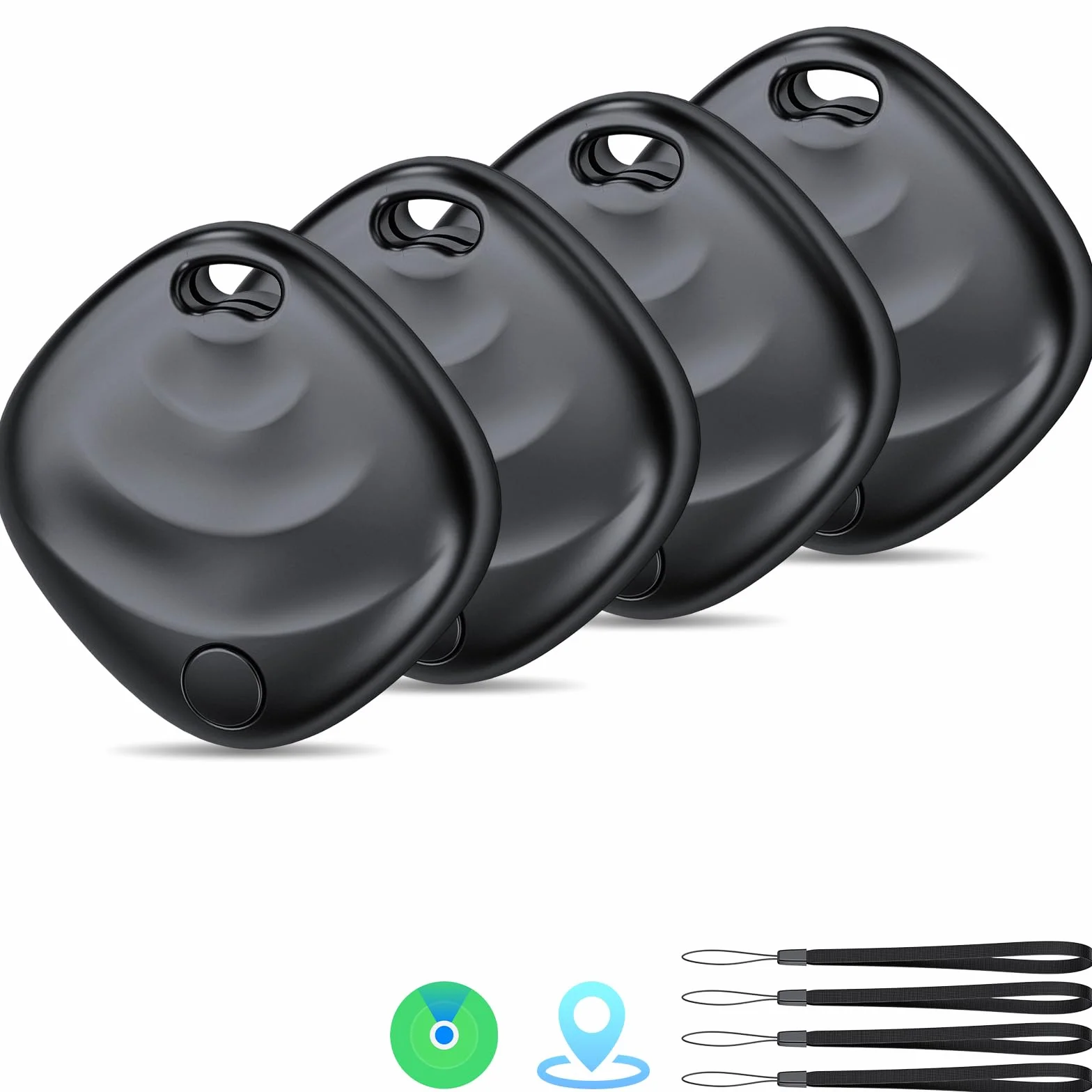 2026 Nuevo [Certificado por Apple MFi] (Sólo iOS) Tracker Tags 4 Pack (Negro), Hoxe Bluetooth 5.3 Localizador para Buscar Apple App, Buscador de Llaves y Rastreador para Coche/Cartera/Equipaje