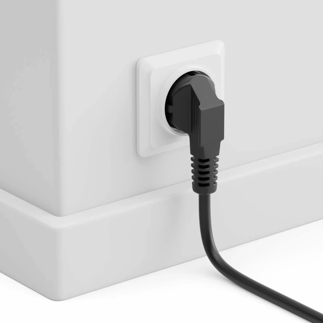 deleyCON 2m Cable Alimentación Tipo F (CEE 7/7) 90° Acodado a C13 Hembra Negro