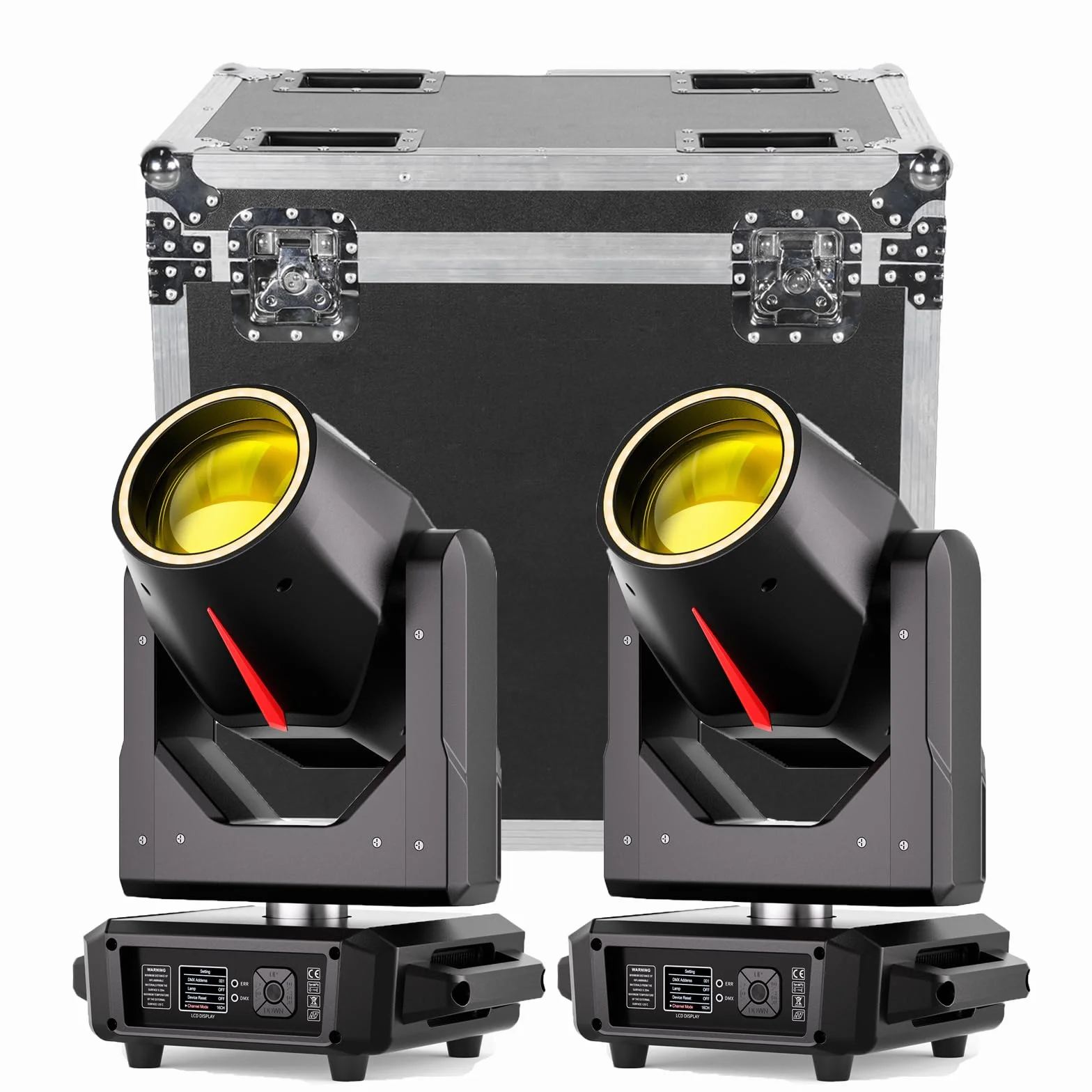 2 Piezas 380W Cabeza Movil LED con Flightcase Beam Luz Discoteca 14 Gobos 15 Colores DMX Luz para Escenario para Bar Disco Fiesta Bodas Iluminación Moving Head