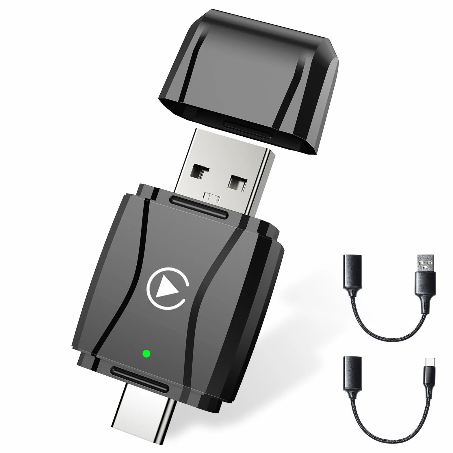 S3 Adaptador Carplay Inalámbrico para iPhone, Convierte Cableado a Inalámbrico, USB A/C Plug and Play, Compatible iOS 10+ y Coches con Car Play Desde 2016