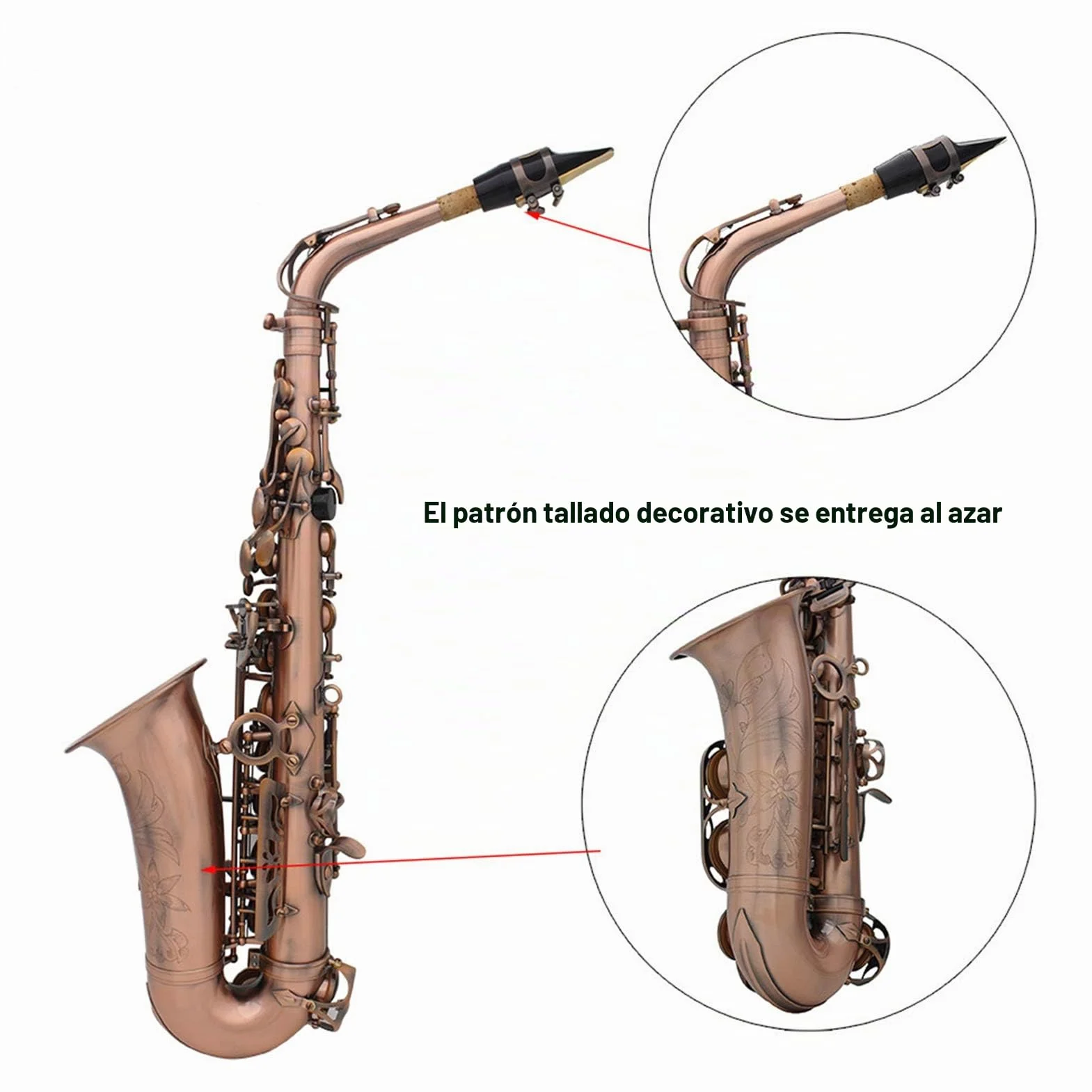 Btuty Eb E-flat Saxofón Alto Rojo-Bronce Sax Abalone-Concha Botones Patrón de Tallado con Maleta Guantes Paño de Limpieza Correa Cepillo
