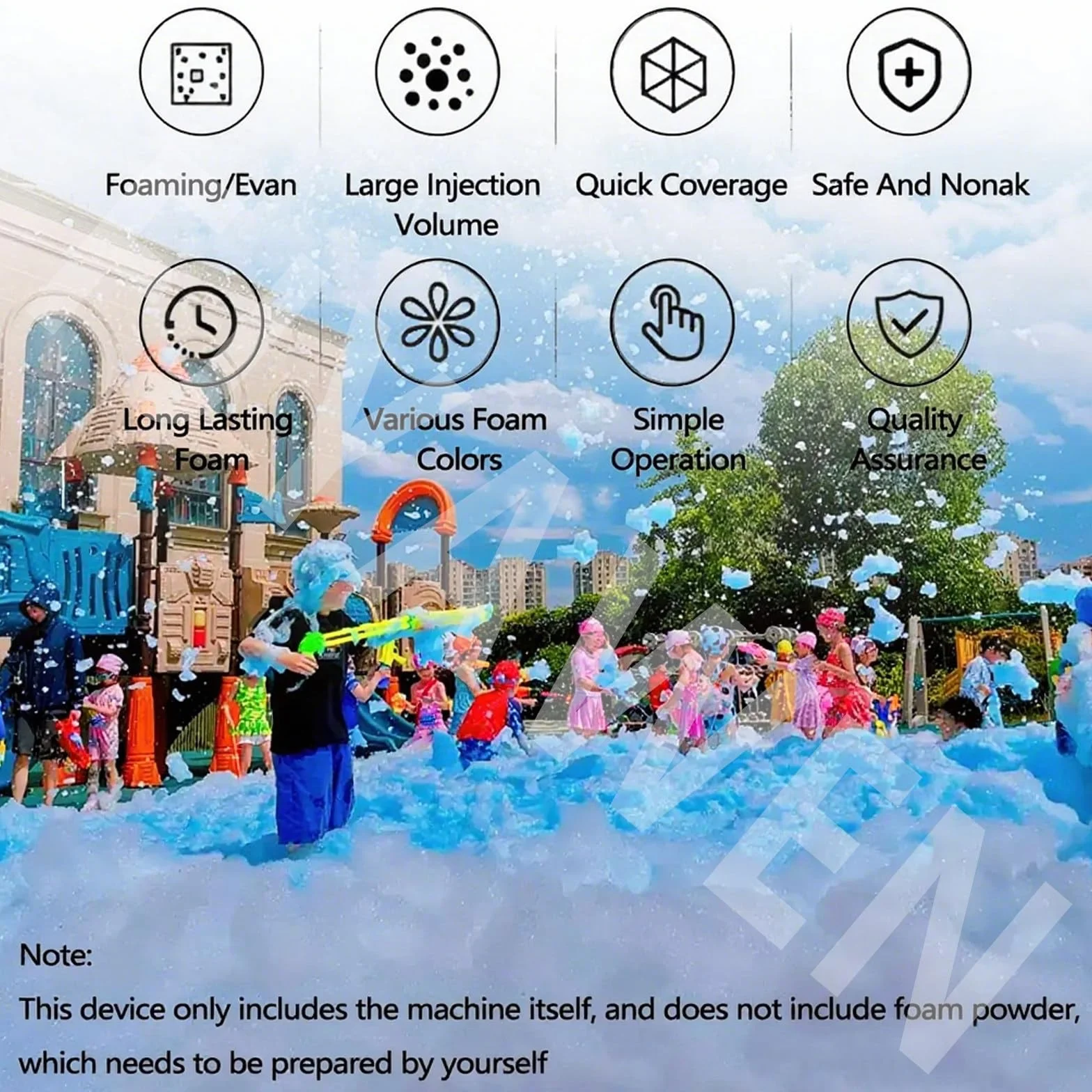 1000w Máquina De Efecto De Espuma con Trípode Y Bomba De Agua, (Cabezal Agitador Arriba/Abajo), Salida De Espuma De 20㎡/Min (Distancia De Chorro De 6-10m), Fiesta Discoteca Navidad