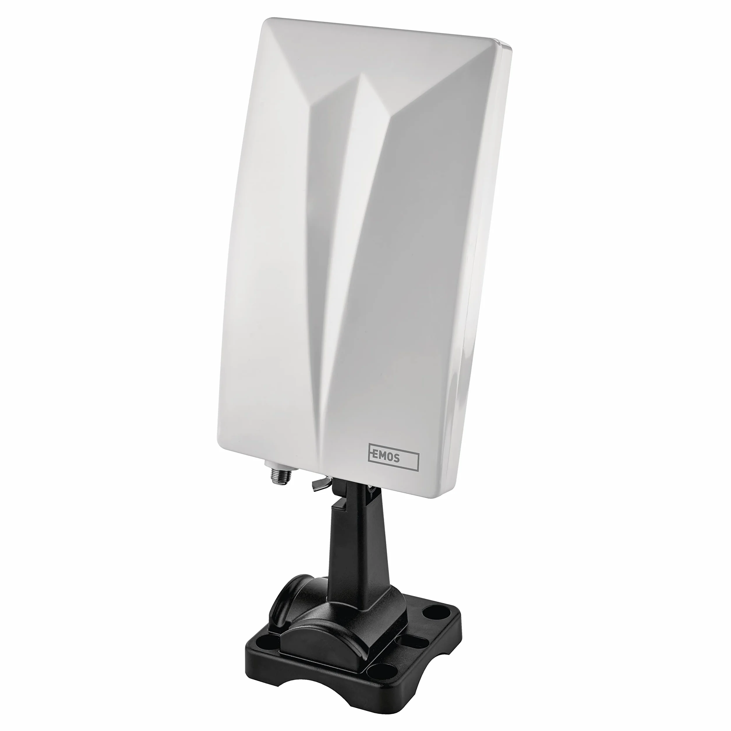 EMOS - Antena Interior y Exterior Village, Antena Activa Universal para recepción a Distancia (0-80 km) de DVB-T2, Dab, FM, Full HD, con Filtro LTE Integrado, Filtro 4G, 5G y Amplificador