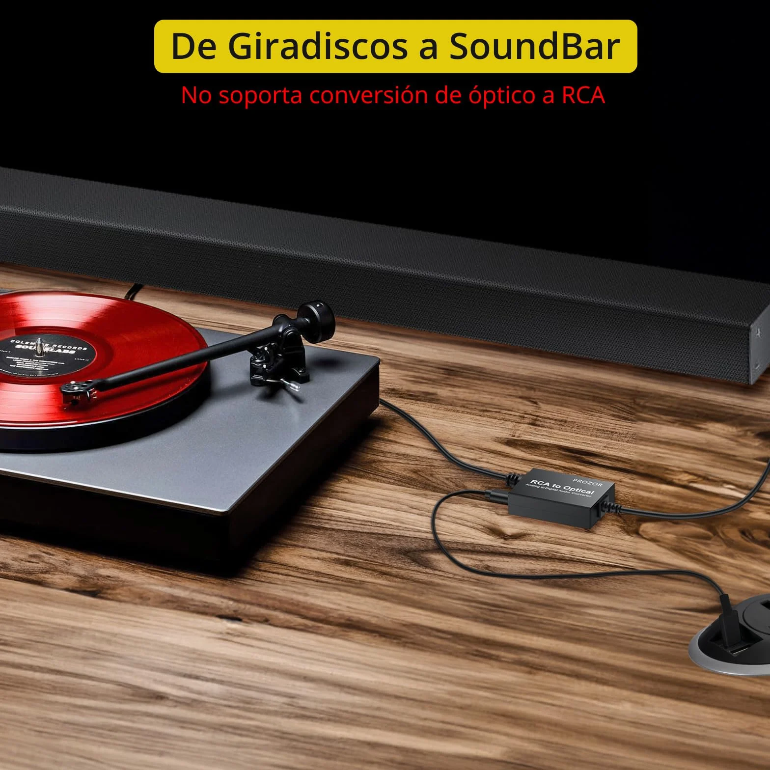 PROZOR Convertidor de Audio Analógico a Digital RCA a Toslink SPDIF con Cable Integrado