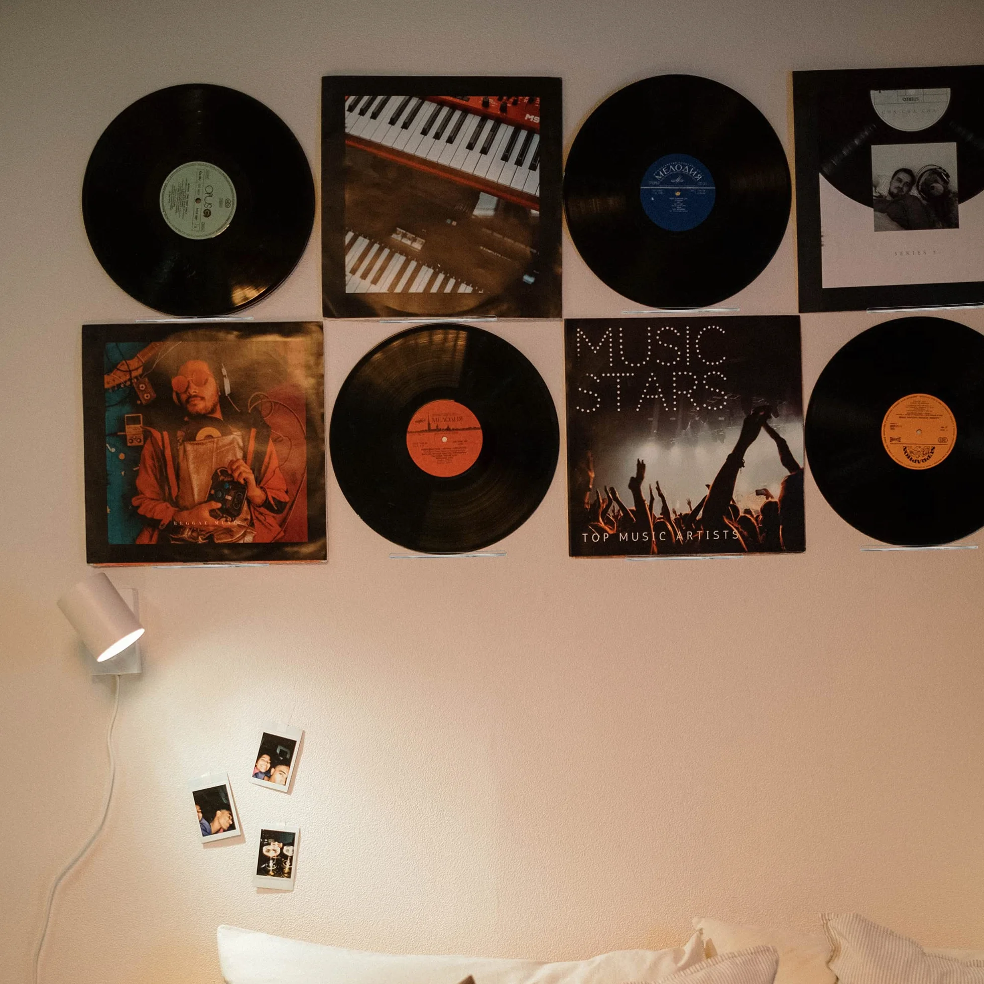 WANLIAN Estante de acrílico Transparente para Discos de Vinilo, Estante montado en la Pared, Paquete de 6, estantes flotantes Transparentes, Soporte de exhibición de Discos de acrílico (Transparente)